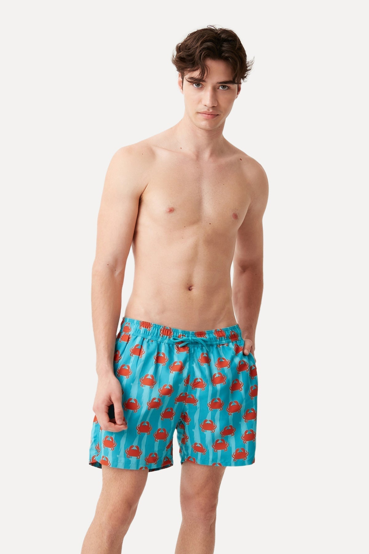 Yengeç All Over Print Deniz Şortu - Mavi