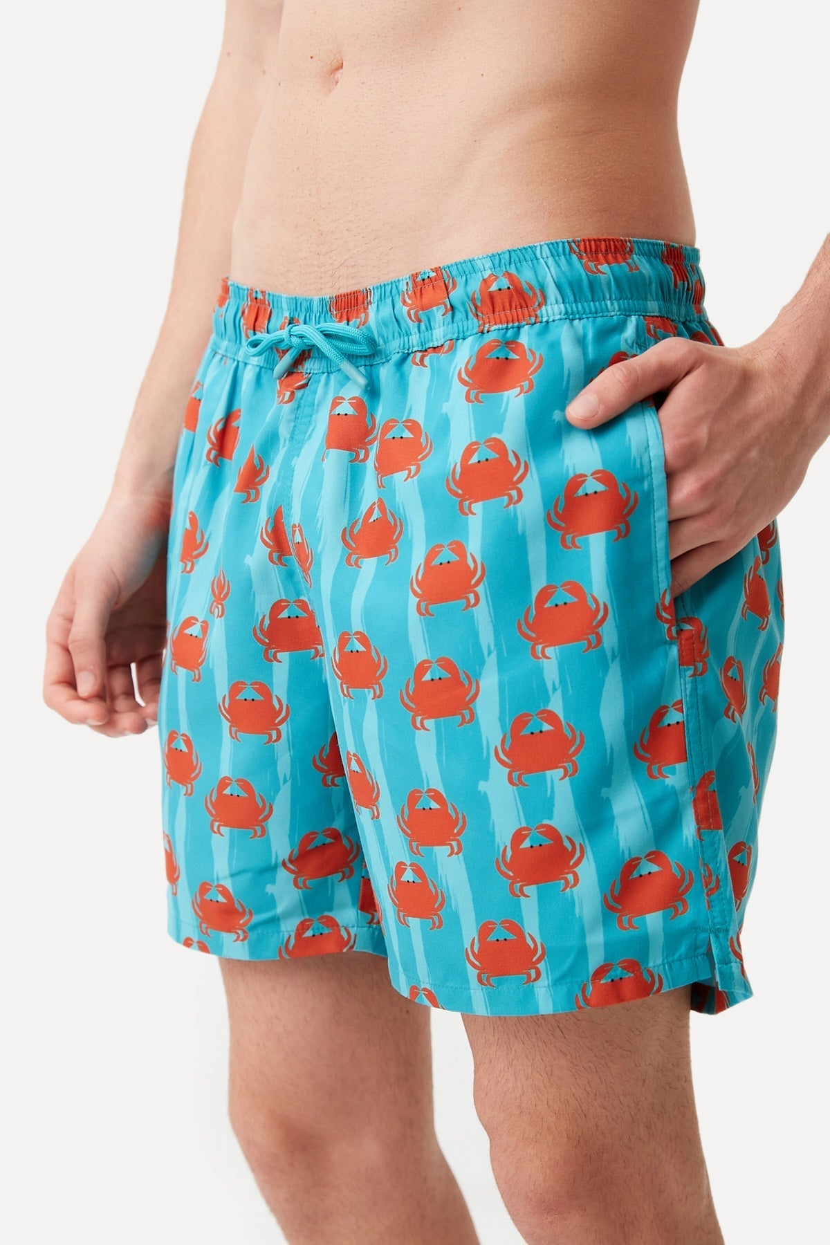 Yengeç All Over Print Deniz Şortu - Mavi