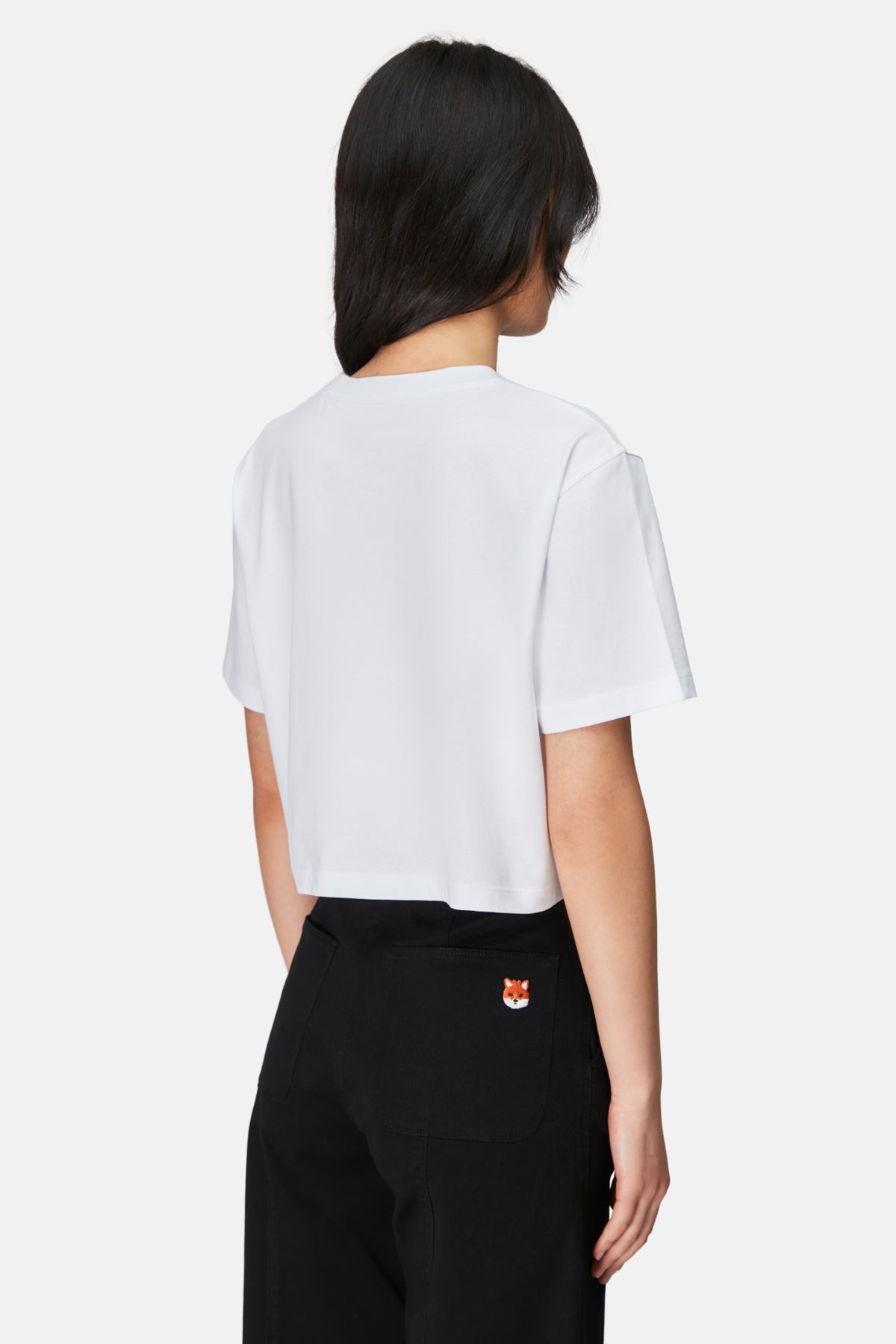 Giant Panda Light-Weight Crop T-Shirt  - Beyaz