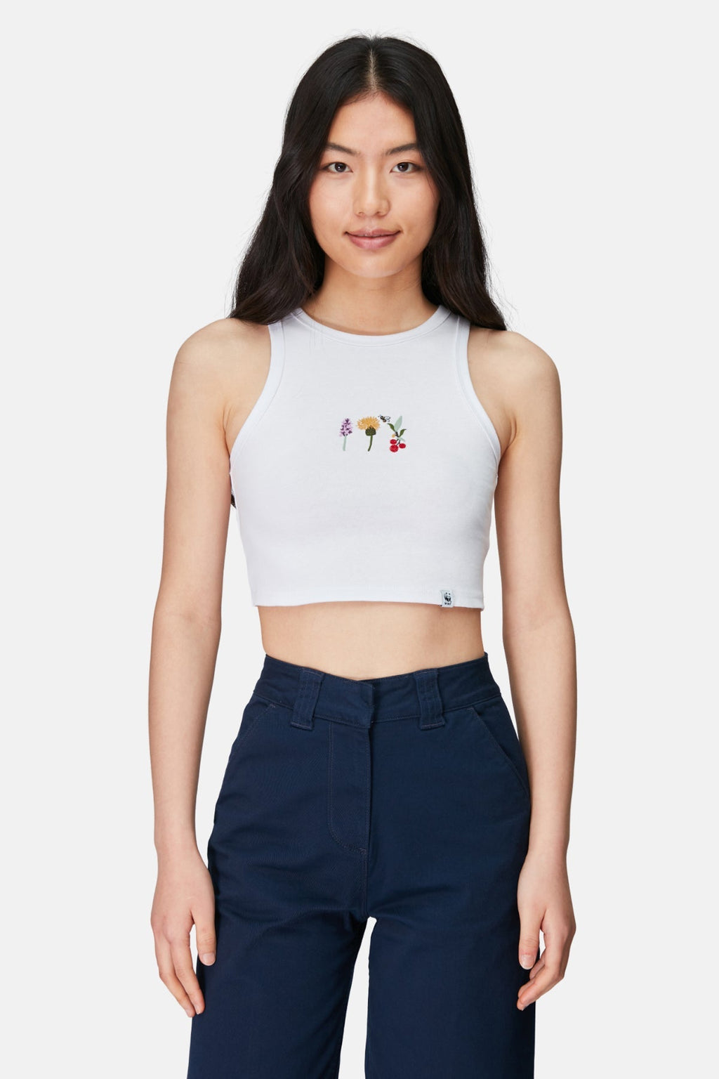 Bitkiler Ribana Crop Top - Beyaz