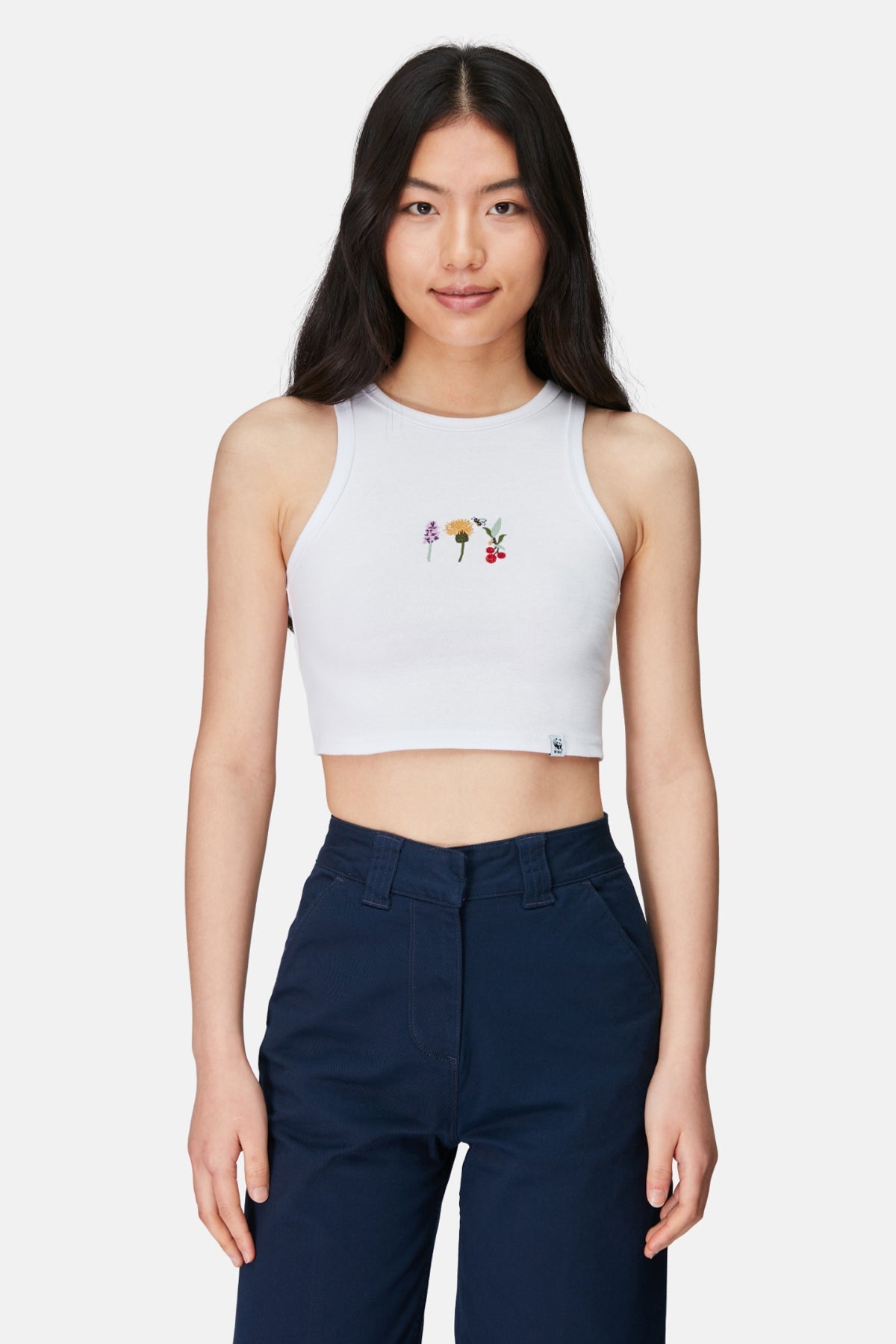Bitkiler Ribana Crop Top - Beyaz