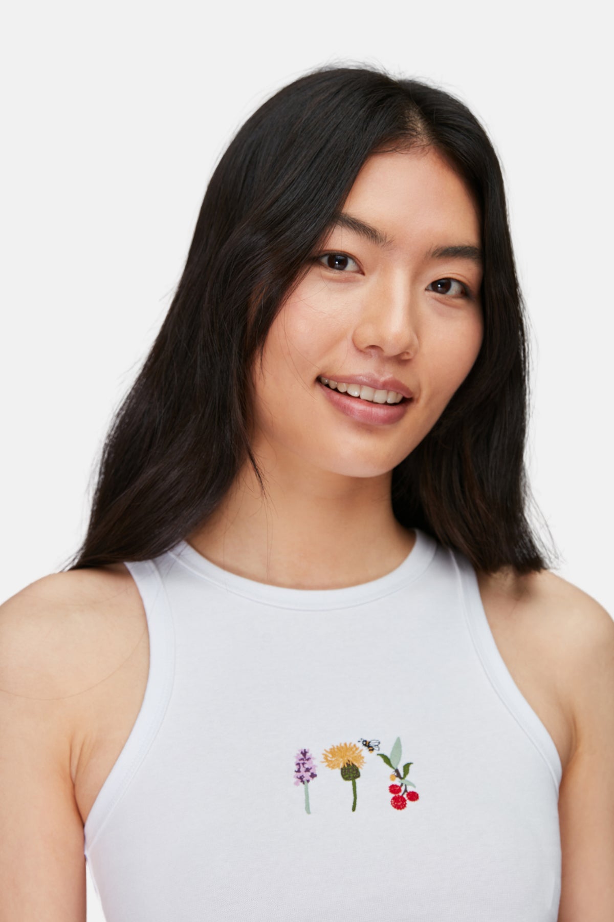 Bitkiler Ribana Crop Top - Beyaz