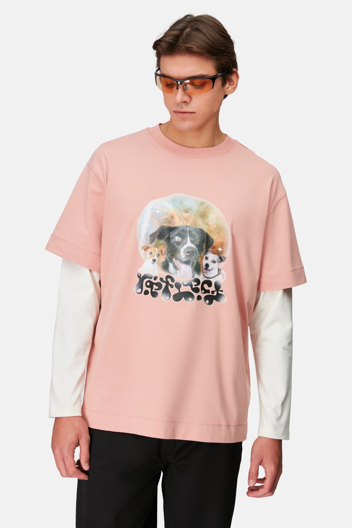 Dogs Double Sleeve T-Shirt - Rose