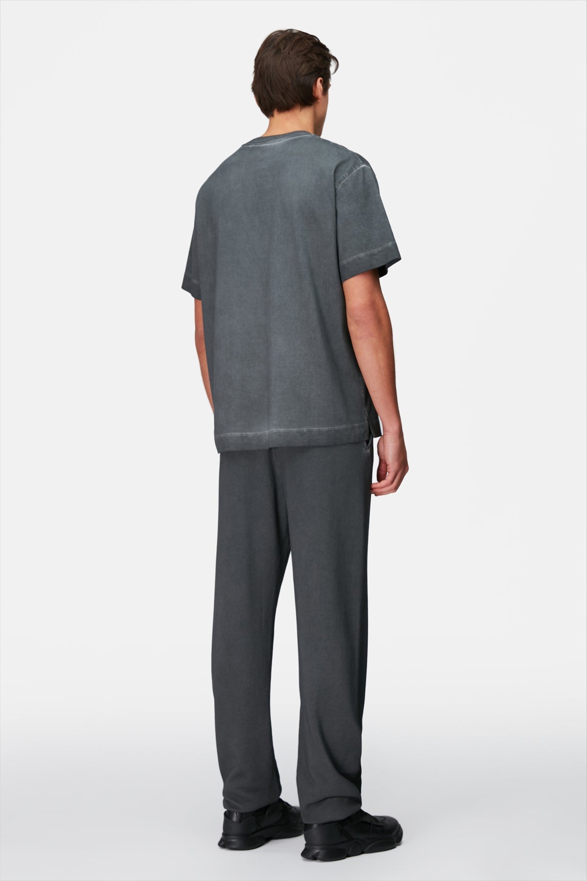 Logo Embroidered Washed Men Sweatpants - Black