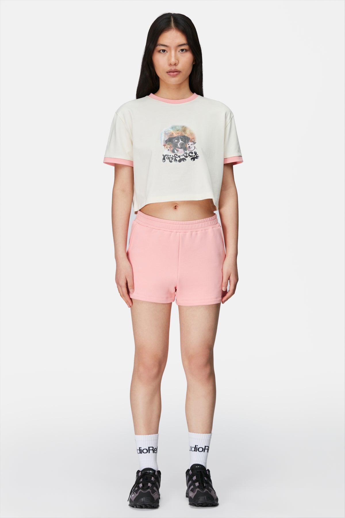 Dogs Crop T-Shirt - Bone White