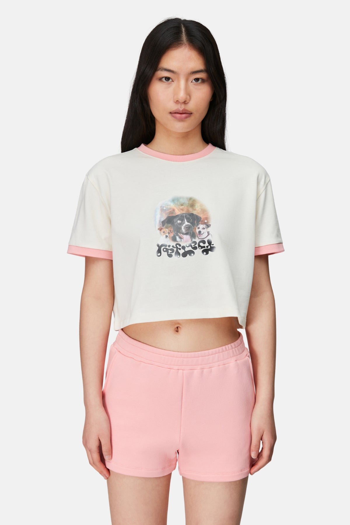 Dogs Crop T-Shirt - Bone White