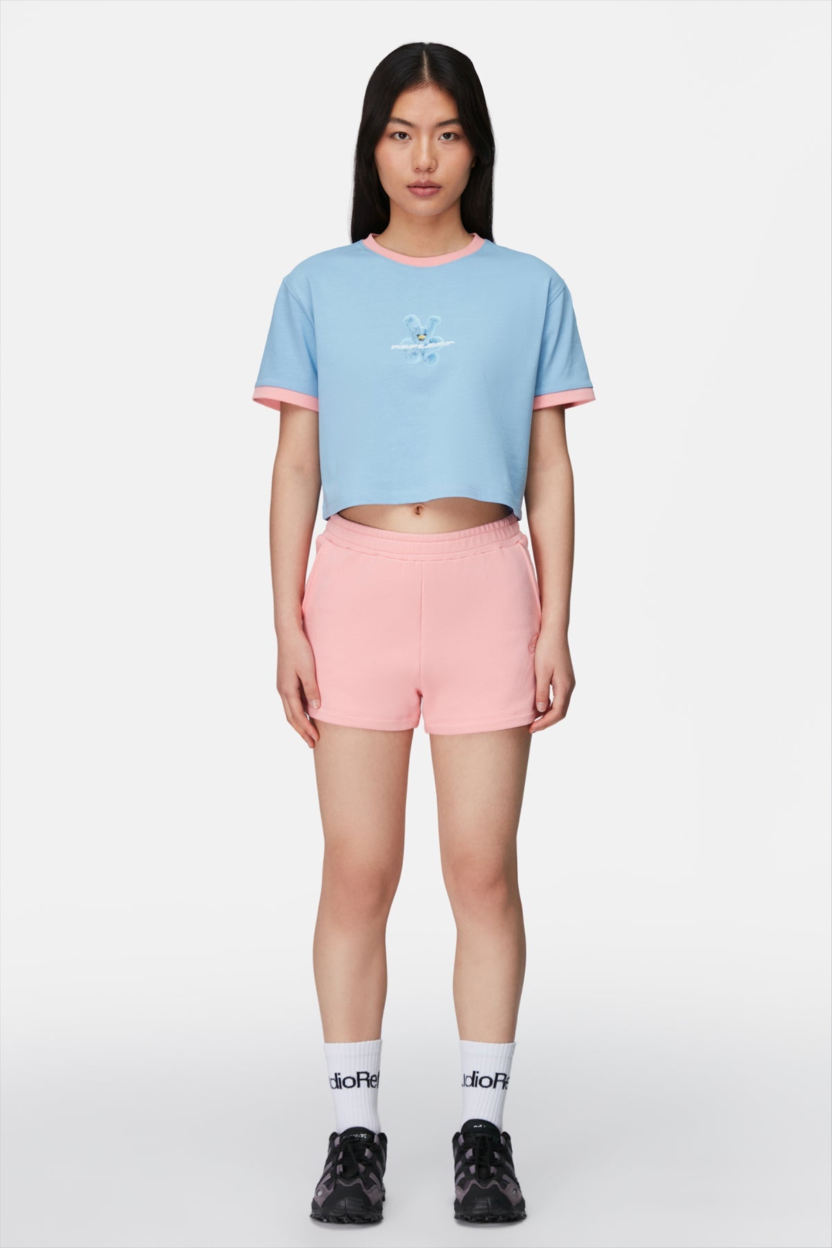Super Teddy Crop T-Shirt - Powder Blue