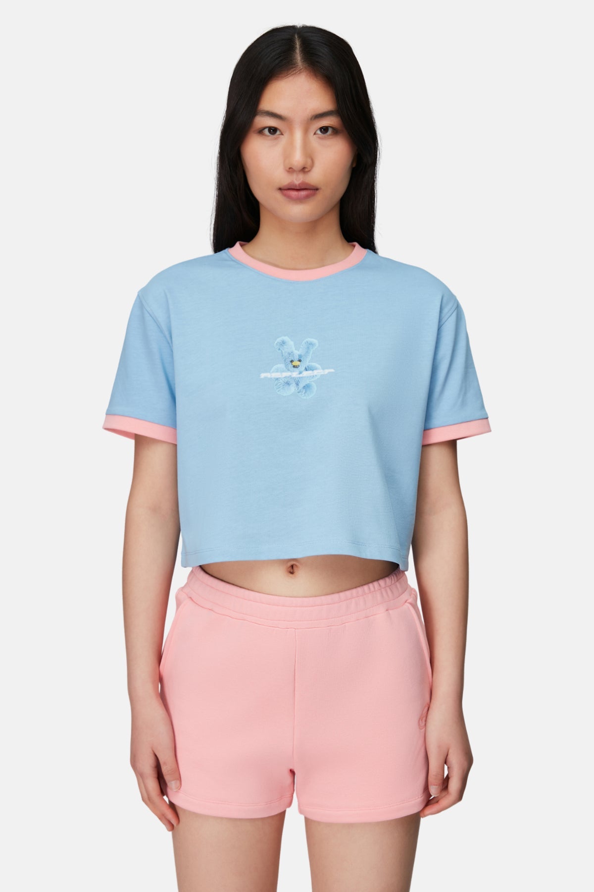 Super Teddy Crop T-Shirt - Powder Blue