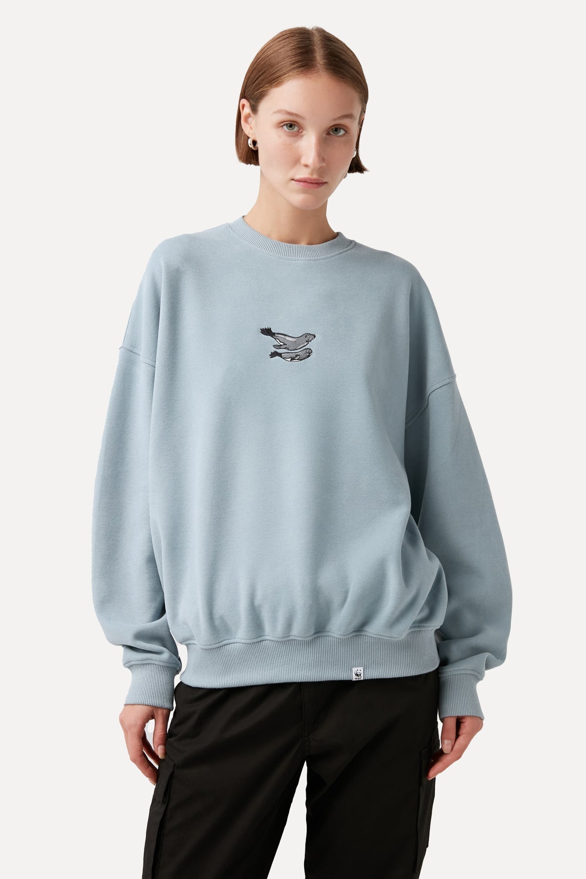 Akdeniz Foku Oversize SuperSoft Sweatshirt - Açık Mavi