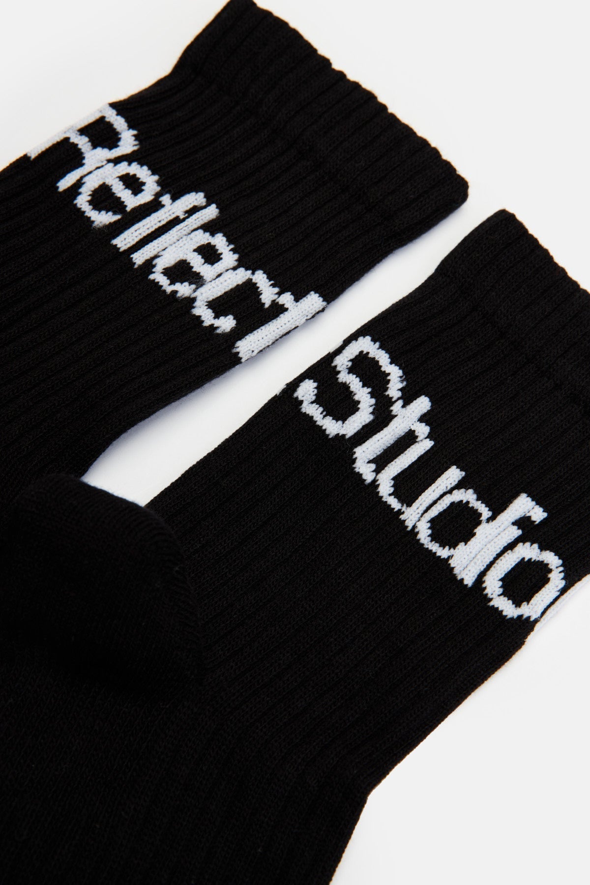 Ribbed Logo Socks - Black