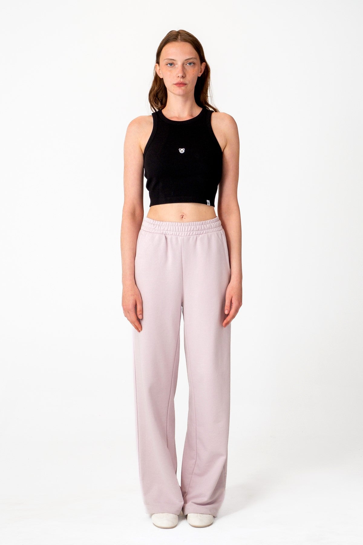 Panda Ribana Halter Yaka Crop Atlet - Siyah