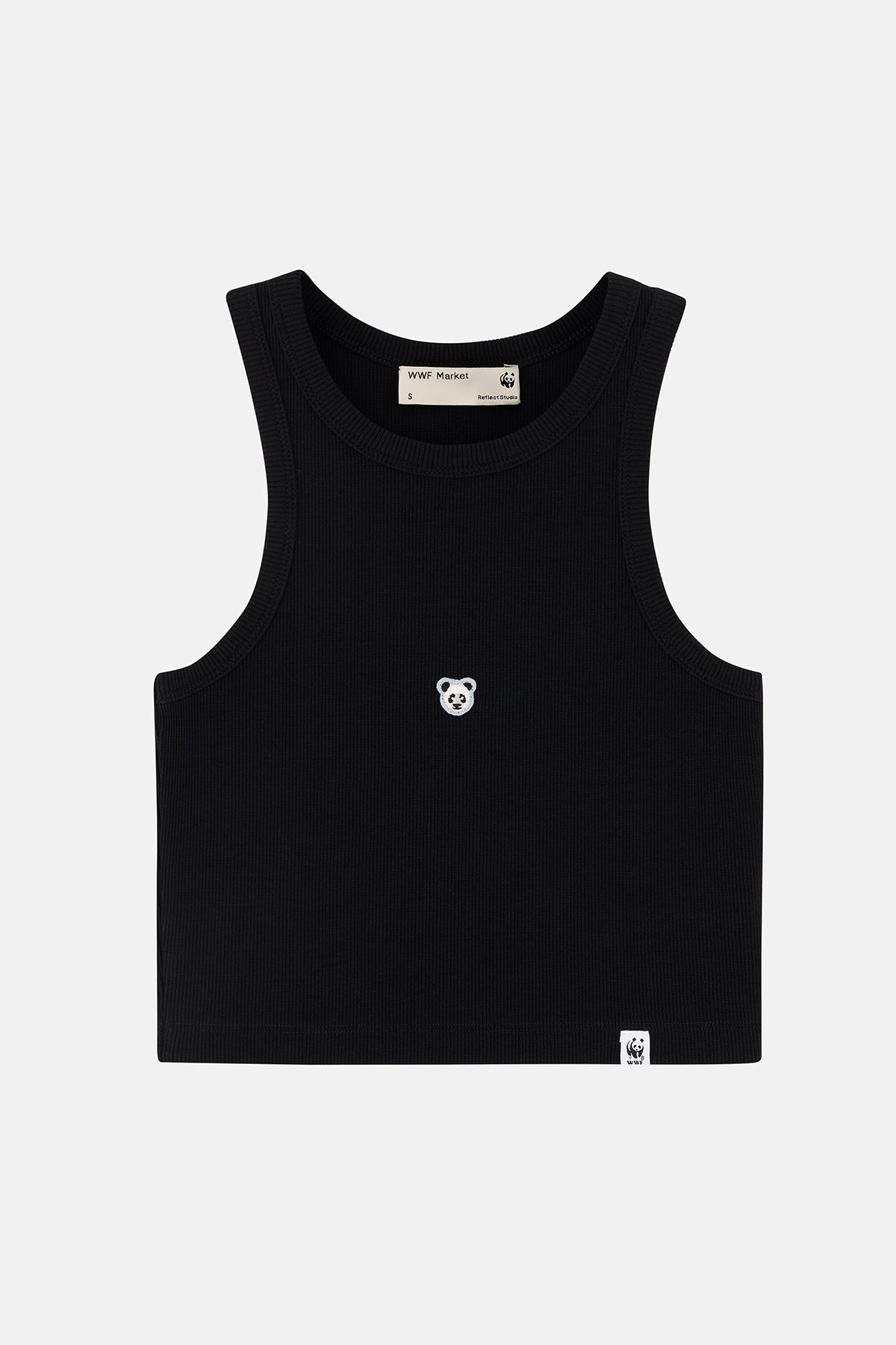 Panda Ribana Halter Yaka Crop Atlet - Siyah