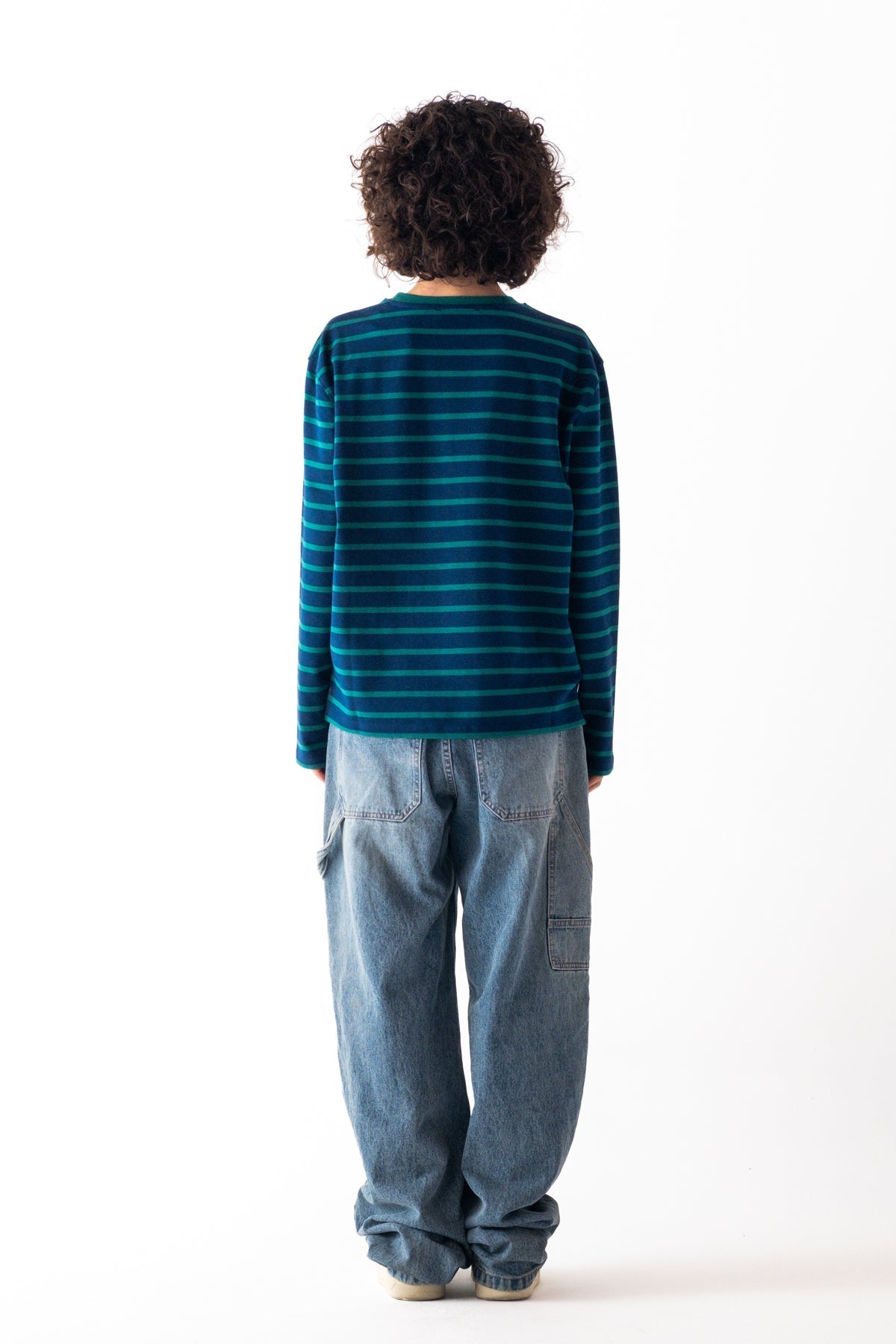 Panda Heavy-Weight Çizgili Uzun Kollu T-Shirt - Yeşil/Lacivert