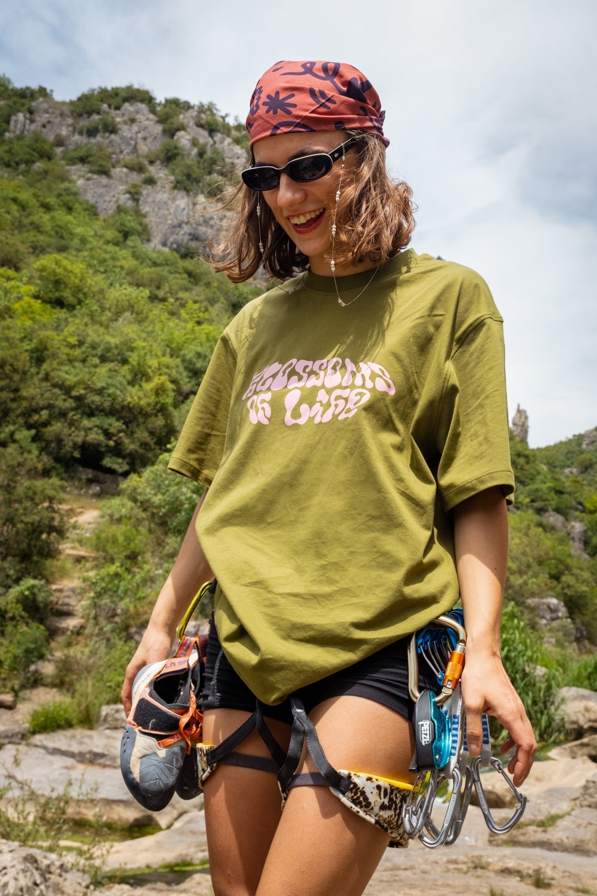 Blossoms Oversize Light-Weight T-Shirt - Haki