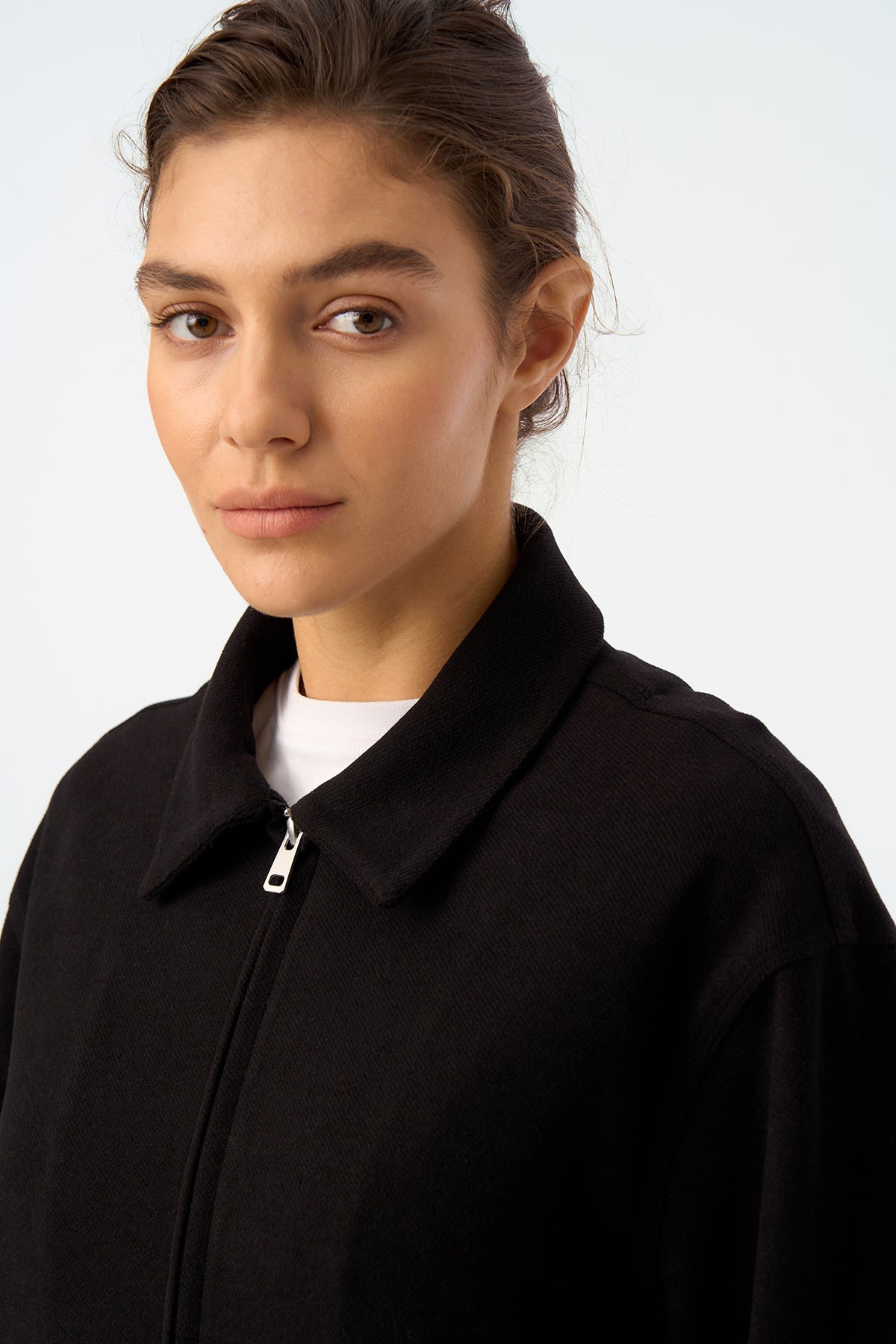 S Logo Full-Zip Ceket - Siyah