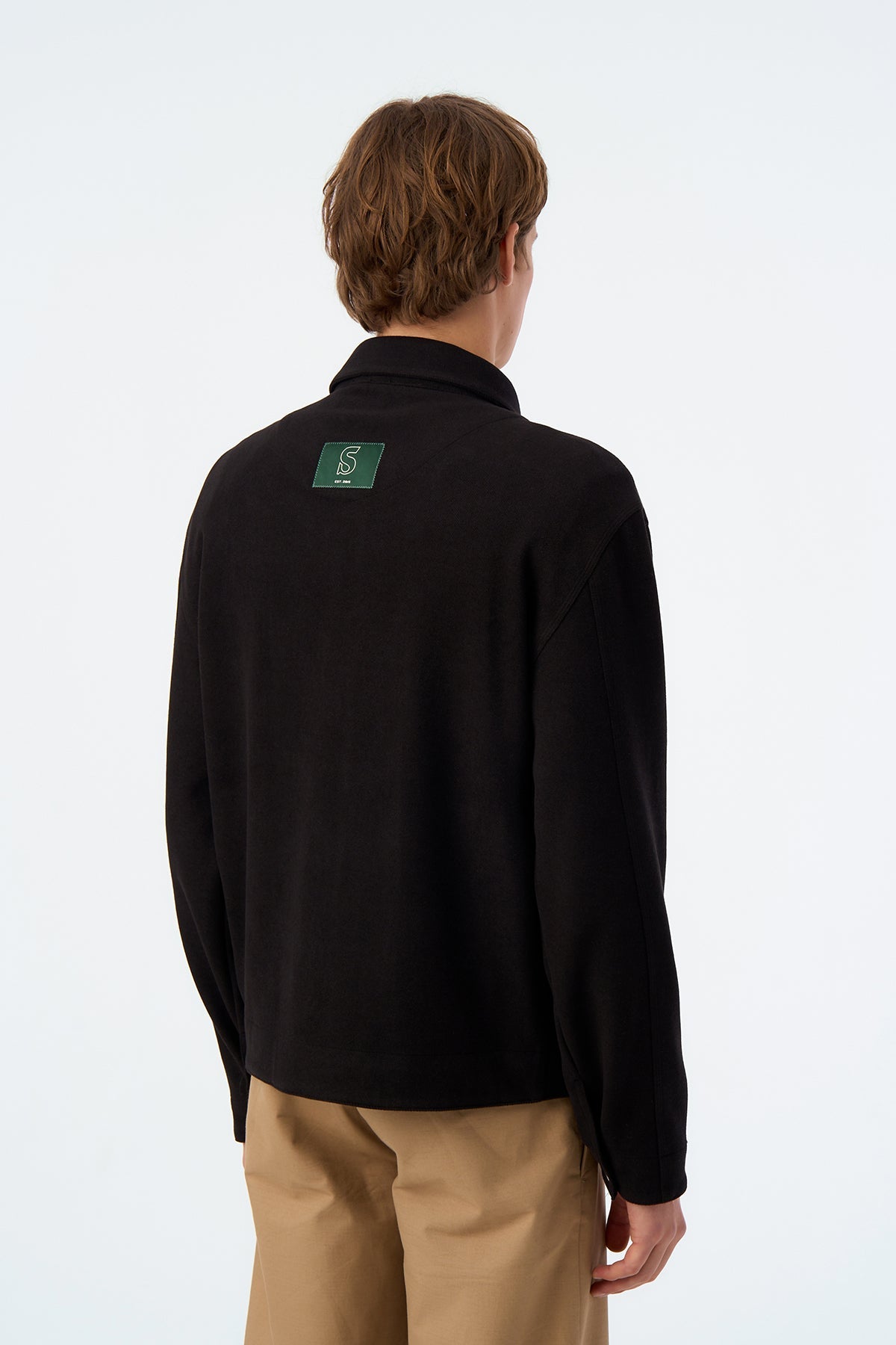 S Logo Full-Zip Ceket - Siyah