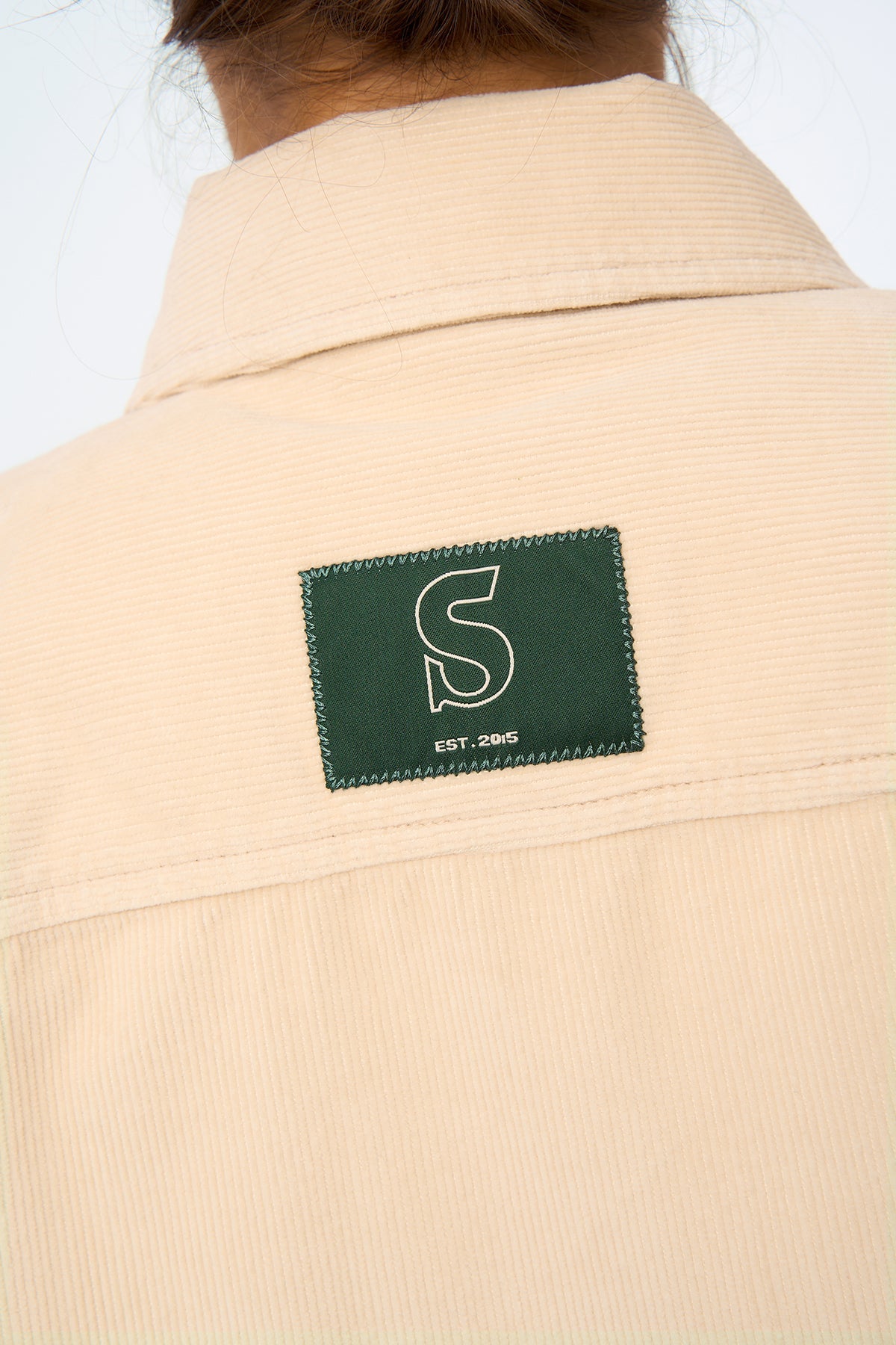 S Logo Kadife Ceket - Parşömen Bej