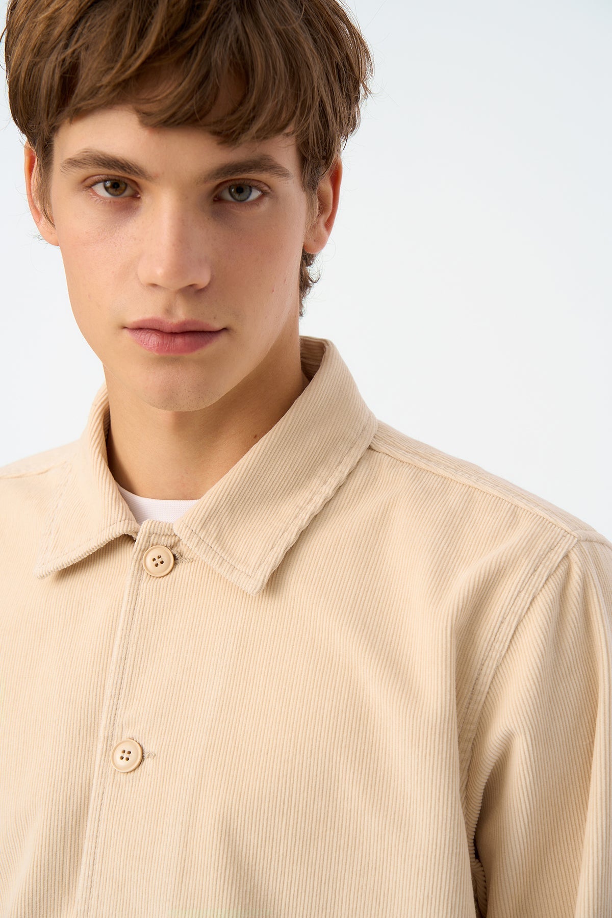 S Logo Kadife Ceket - Parşömen Bej