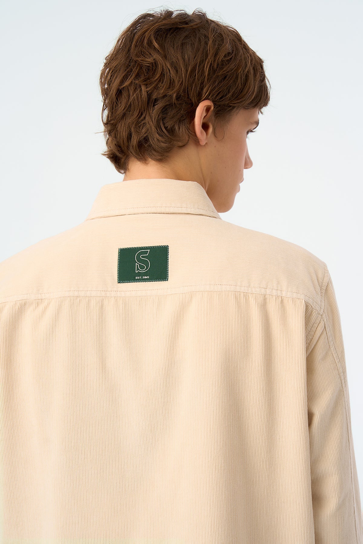 S Logo Kadife Ceket - Parşömen Bej