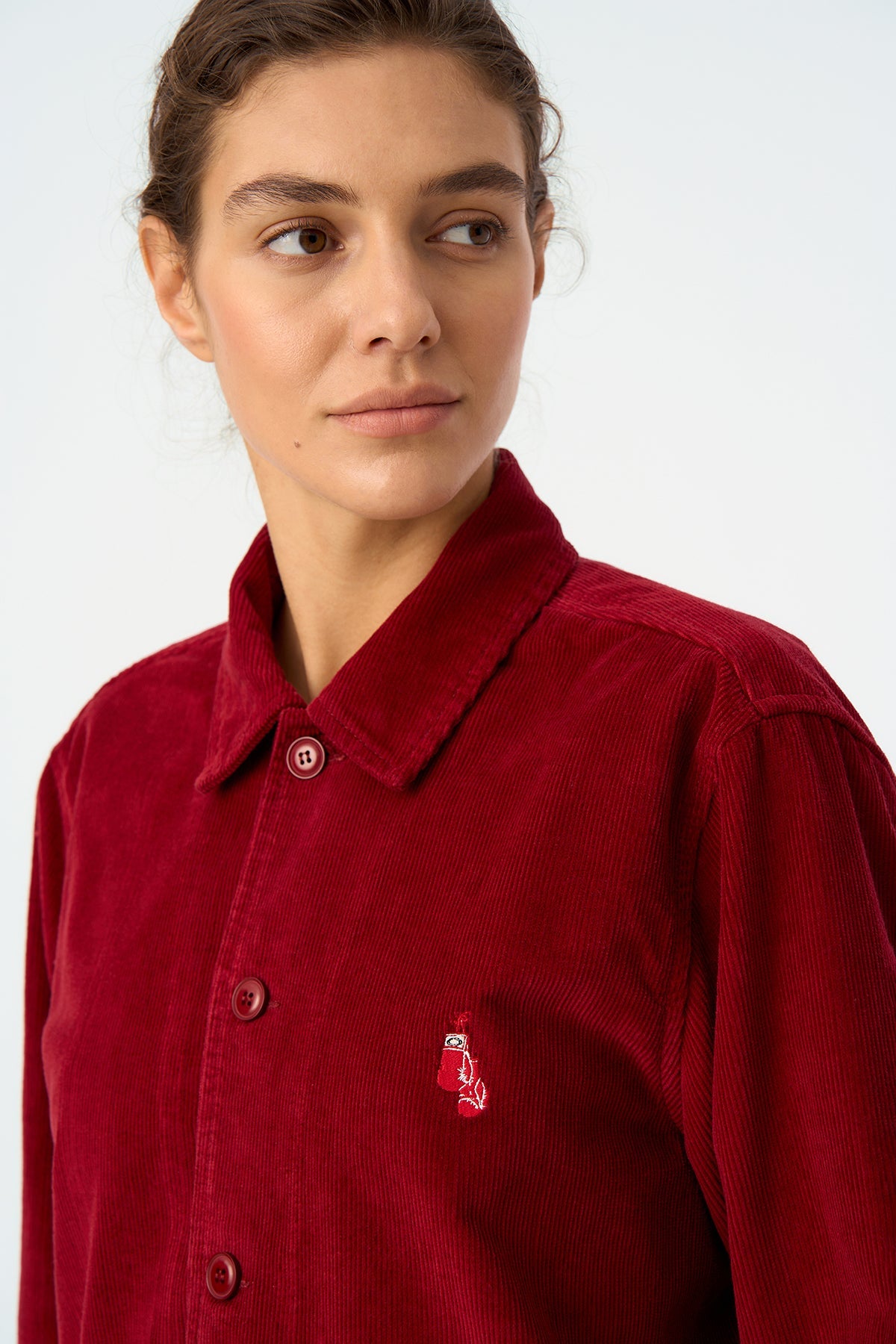 Boxing Gloves Kadife Ceket - Bordo