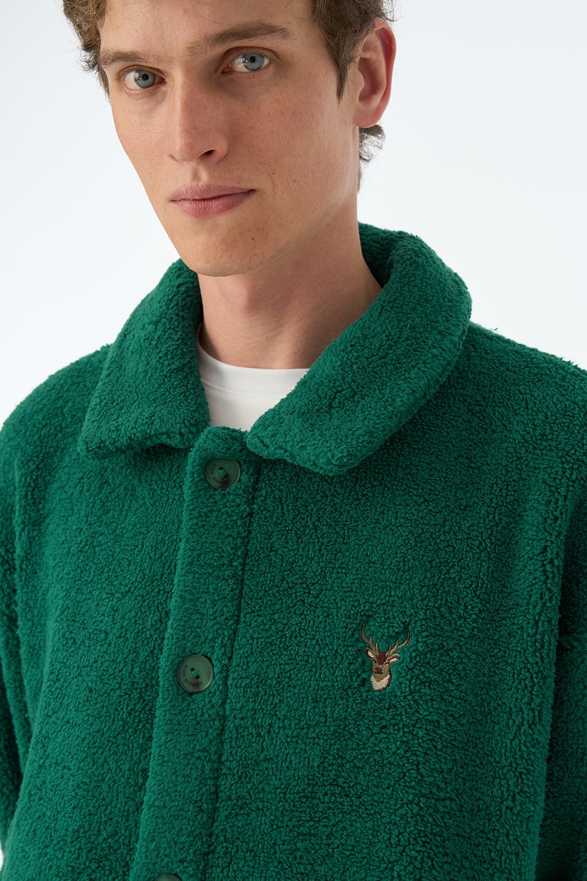Geyik Sherpa Ceket - Koyu Yeşil
