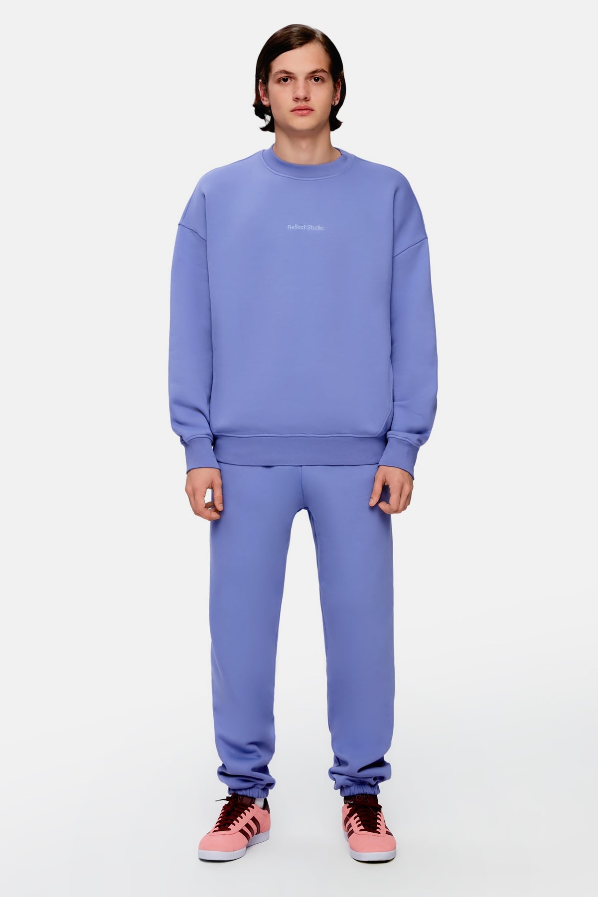 Logo Embroidered Baggy Sweatshirt - Purple