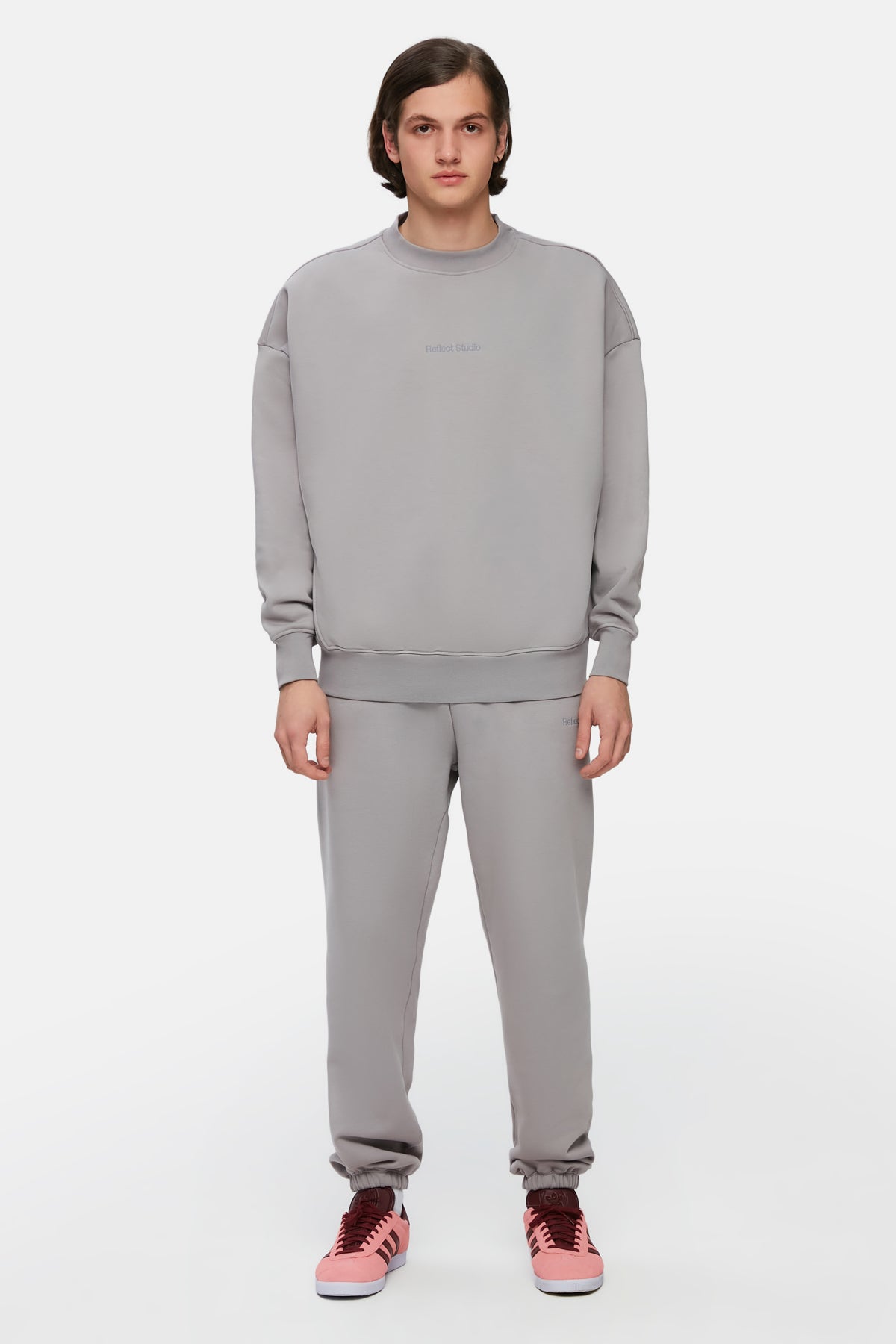 Logo Embroidered Baggy Sweatshirt - Purple