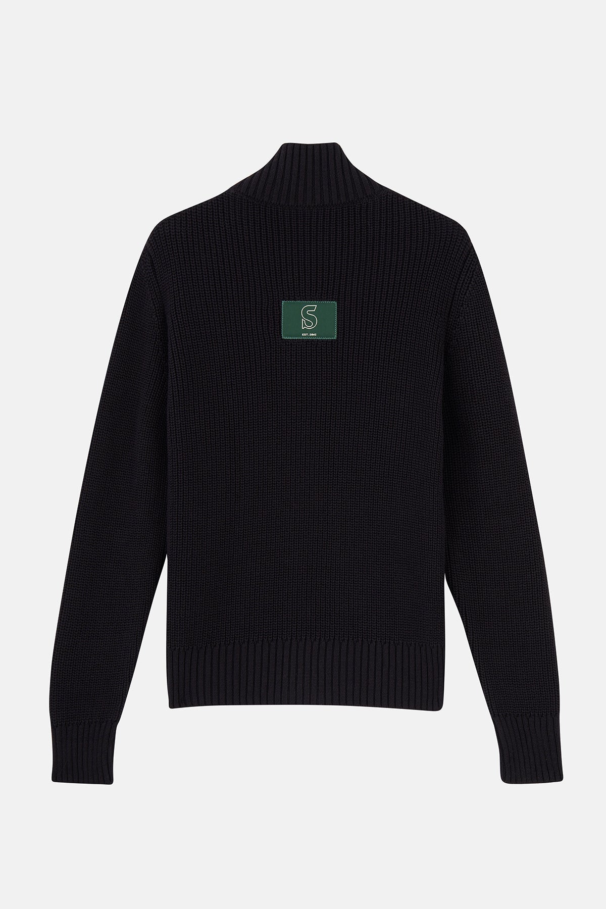 S Logo Fermuarlı Triko - Siyah