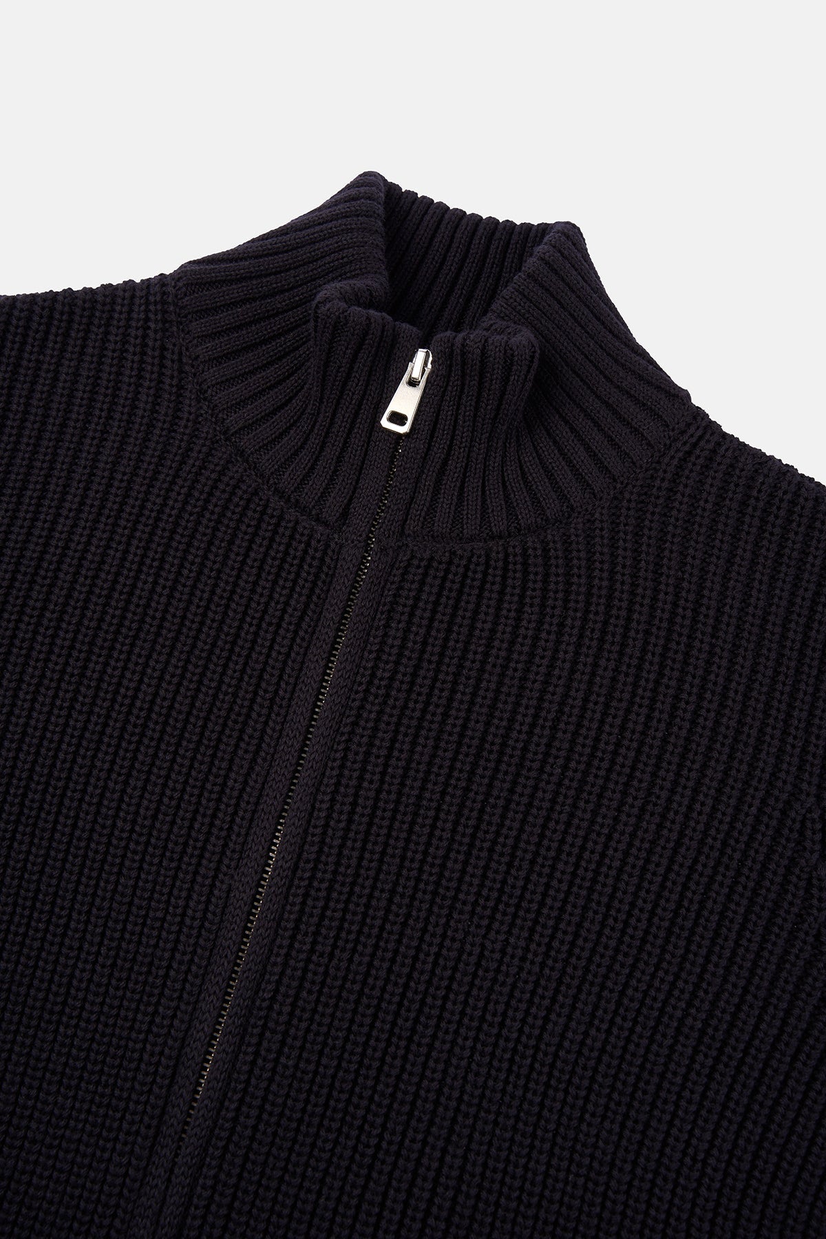 S Logo Fermuarlı Triko - Siyah