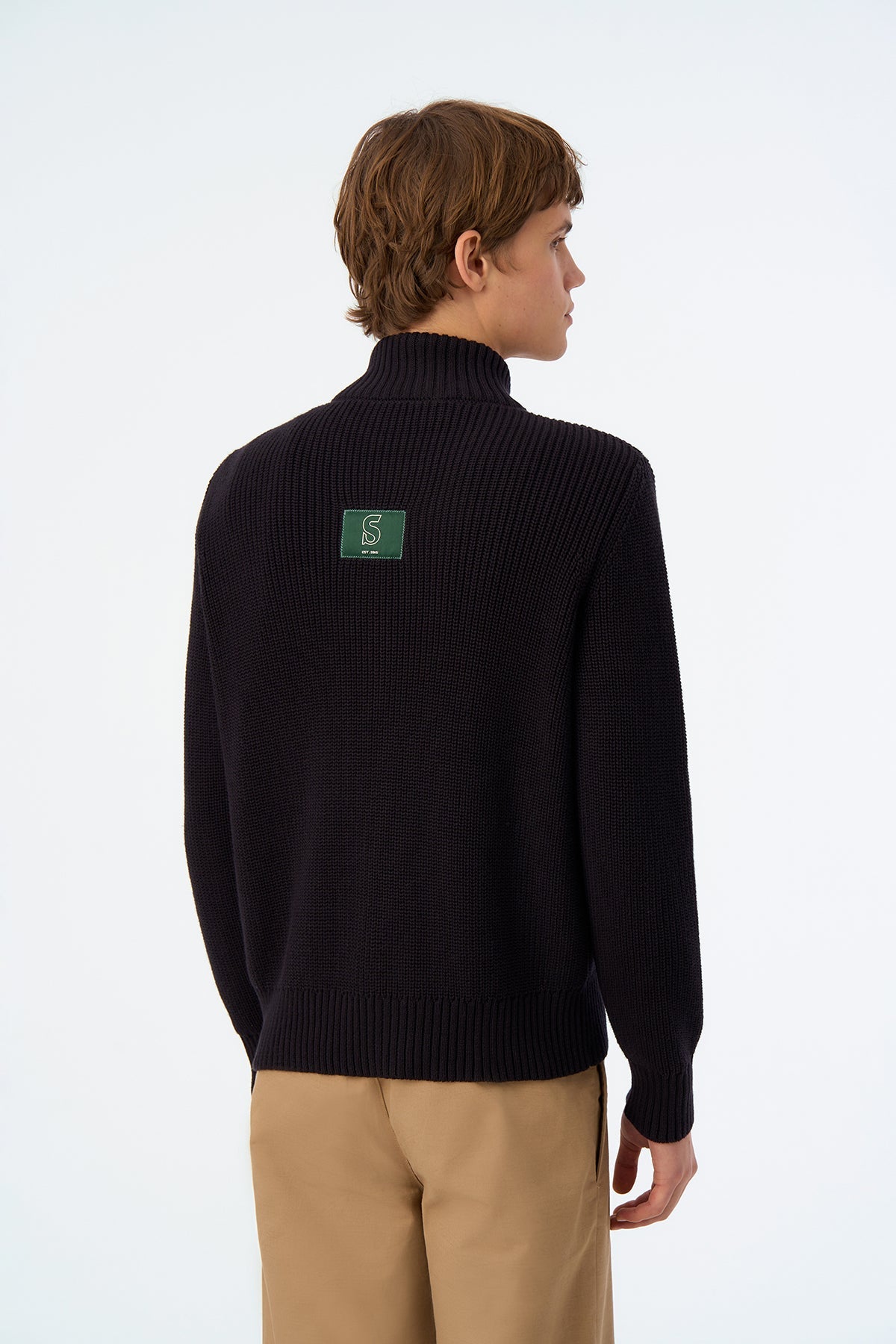 S Logo Fermuarlı Triko - Siyah