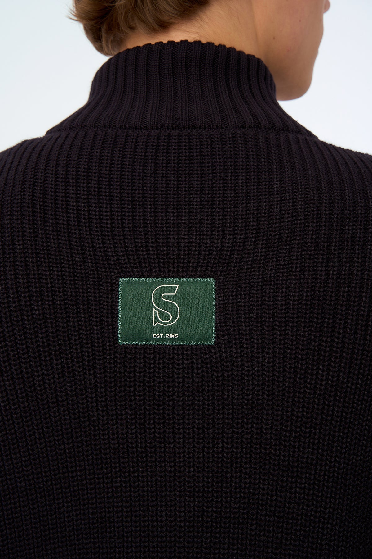 S Logo Fermuarlı Triko - Siyah