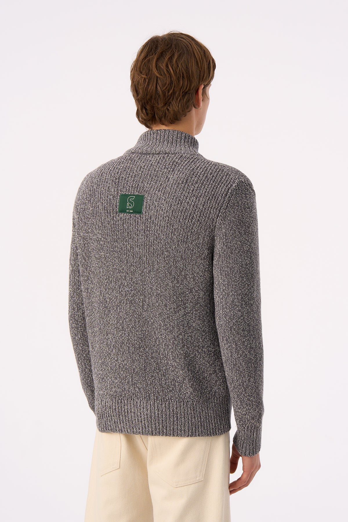 S Logo Full-Zip Triko - Gri Melanj