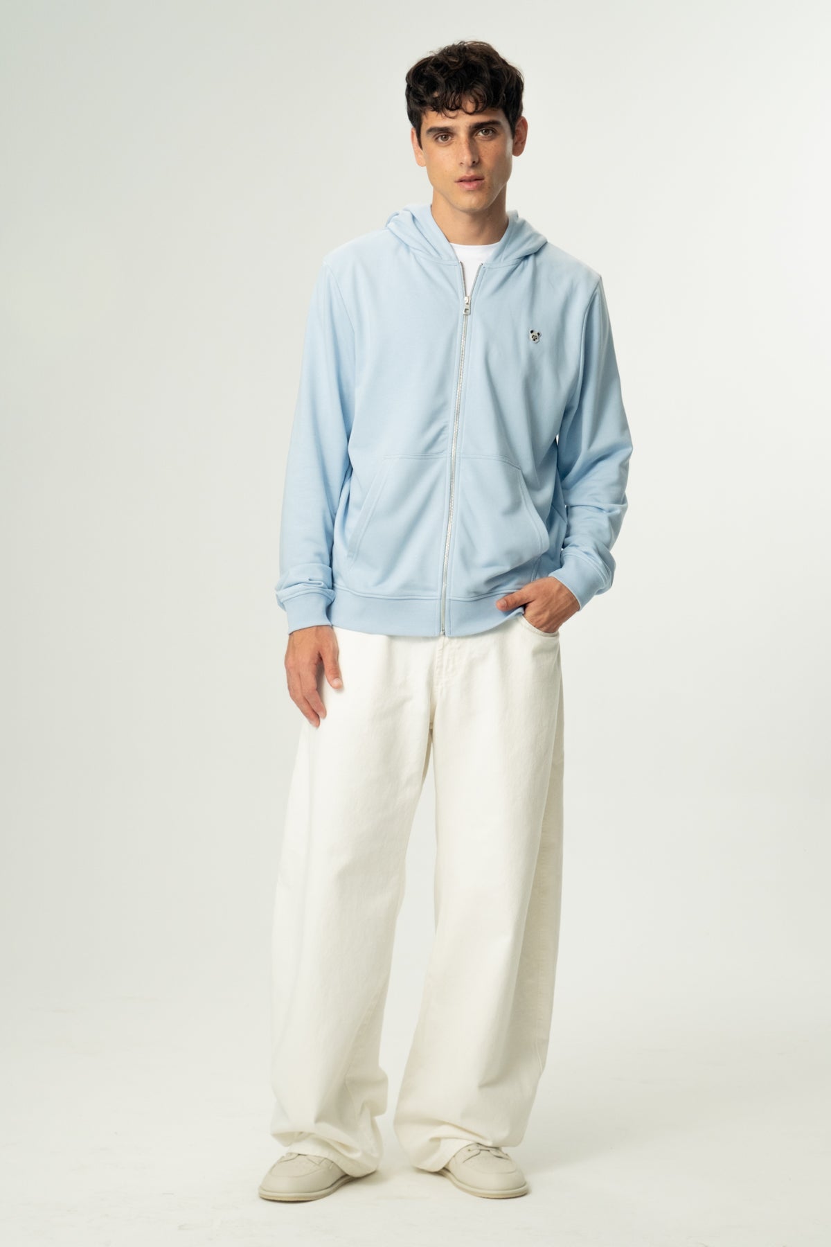 Panda Soft Fleece Full-Zip Hoodie - Bebek Mavisi