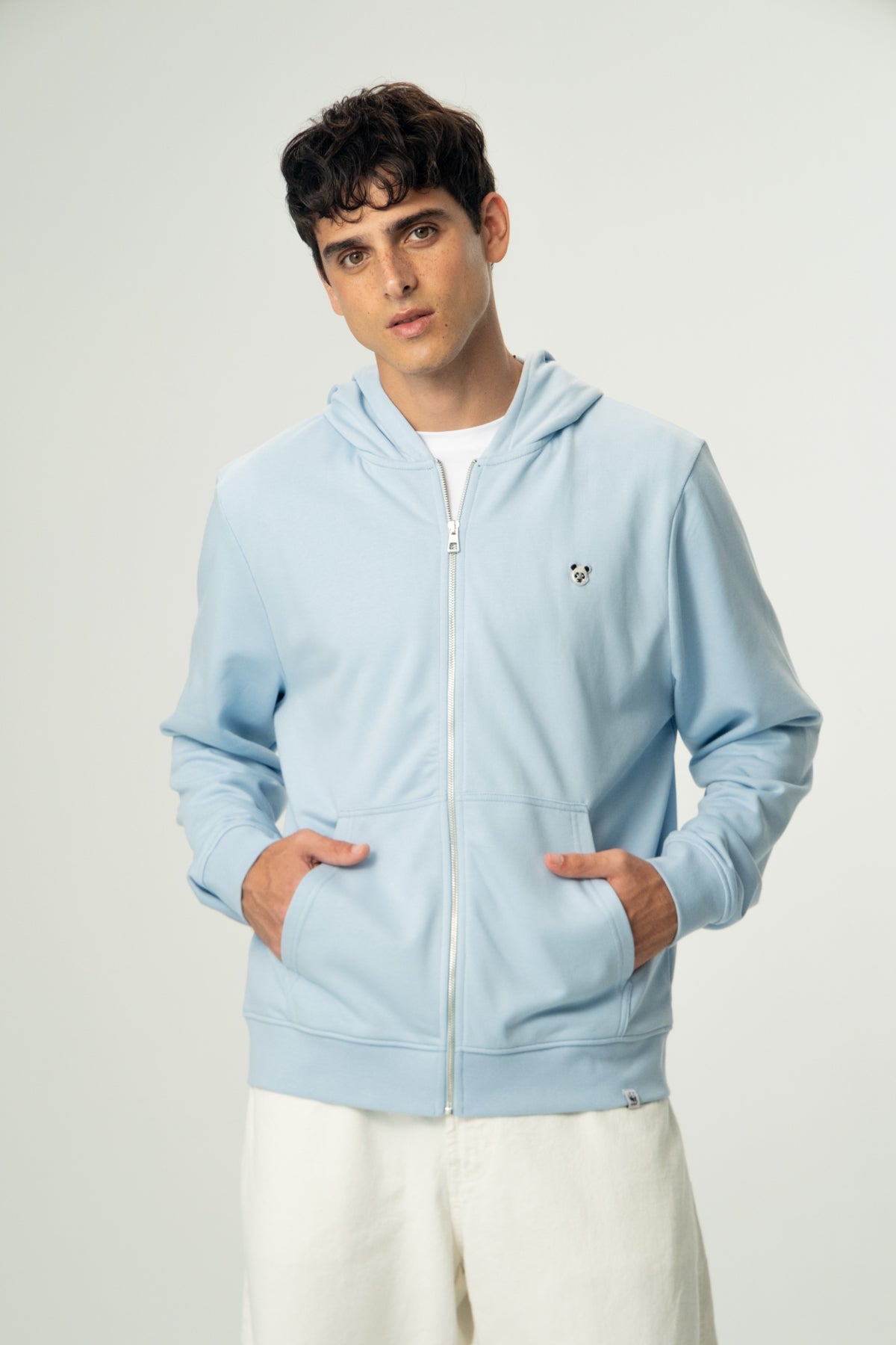 Panda Soft Fleece Full-Zip Hoodie - Bebek Mavisi