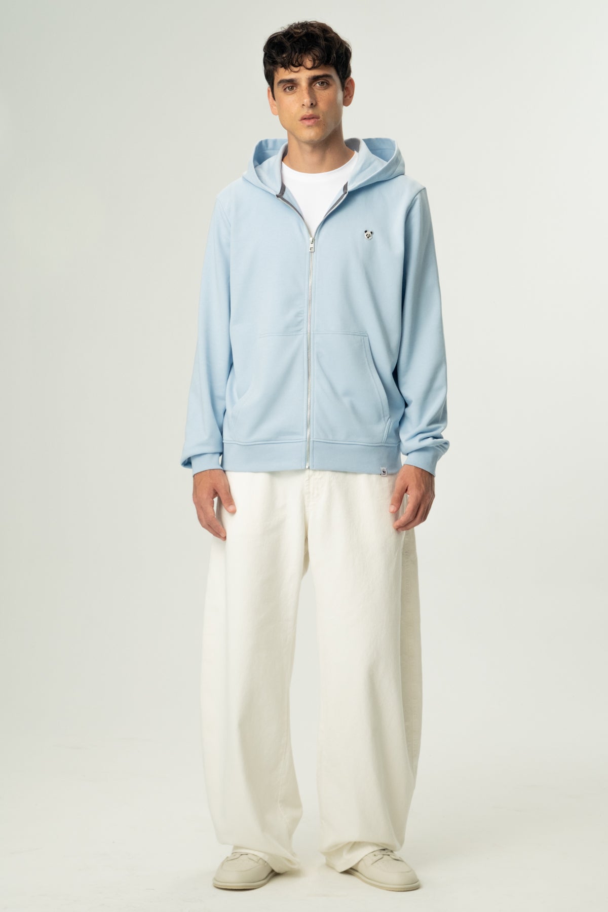 Panda Soft Fleece Full-Zip Hoodie - Bebek Mavisi