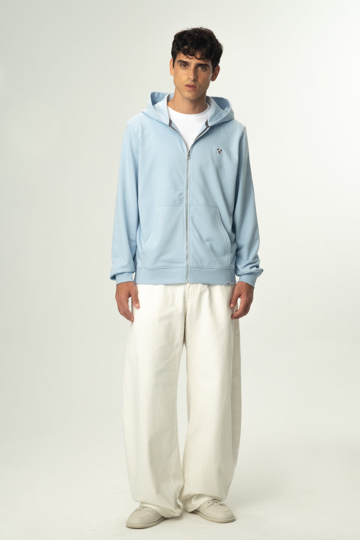 Panda Soft Fleece Full-Zip Hoodie - Bebek Mavisi