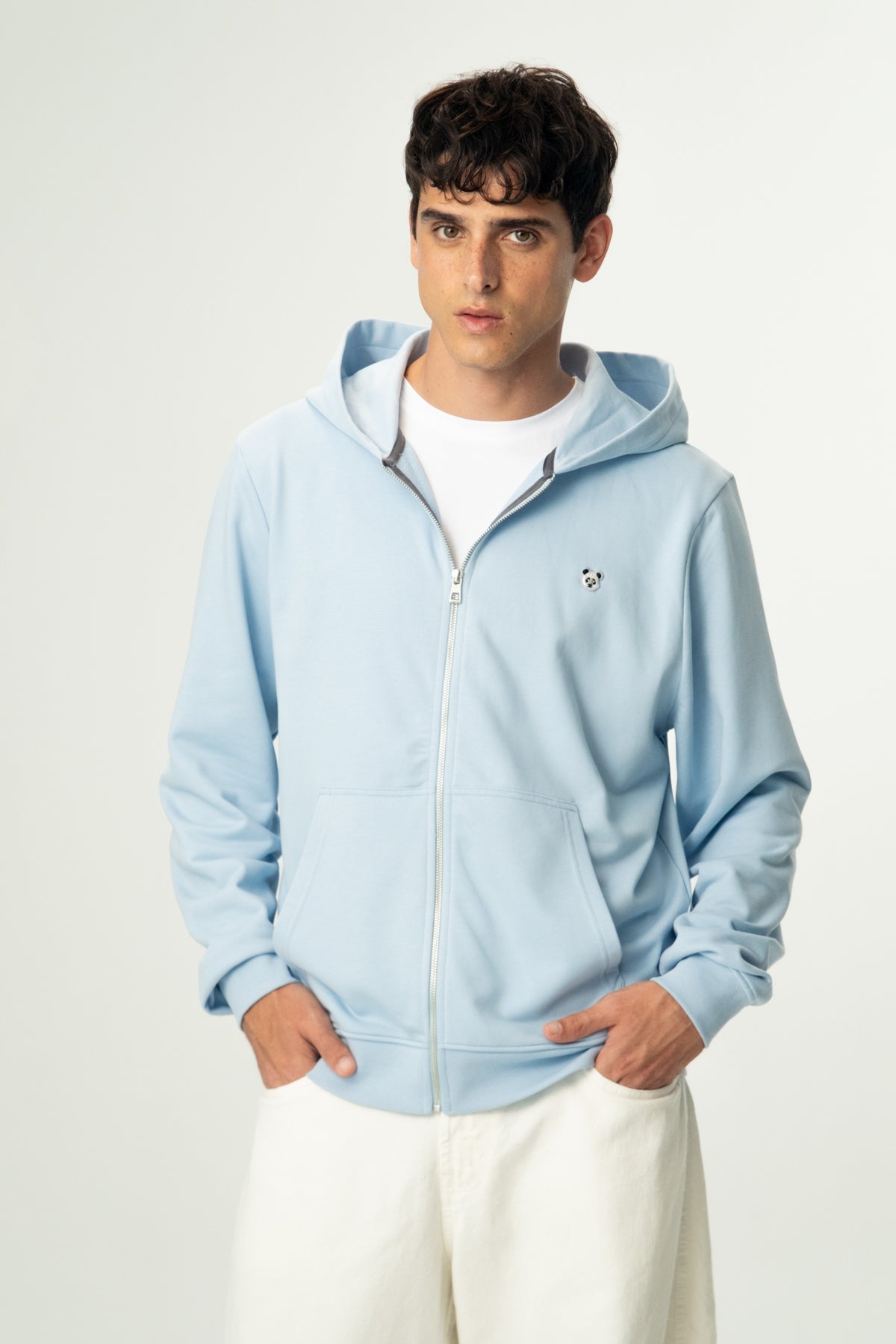 Panda Soft Fleece Full-Zip Hoodie - Bebek Mavisi