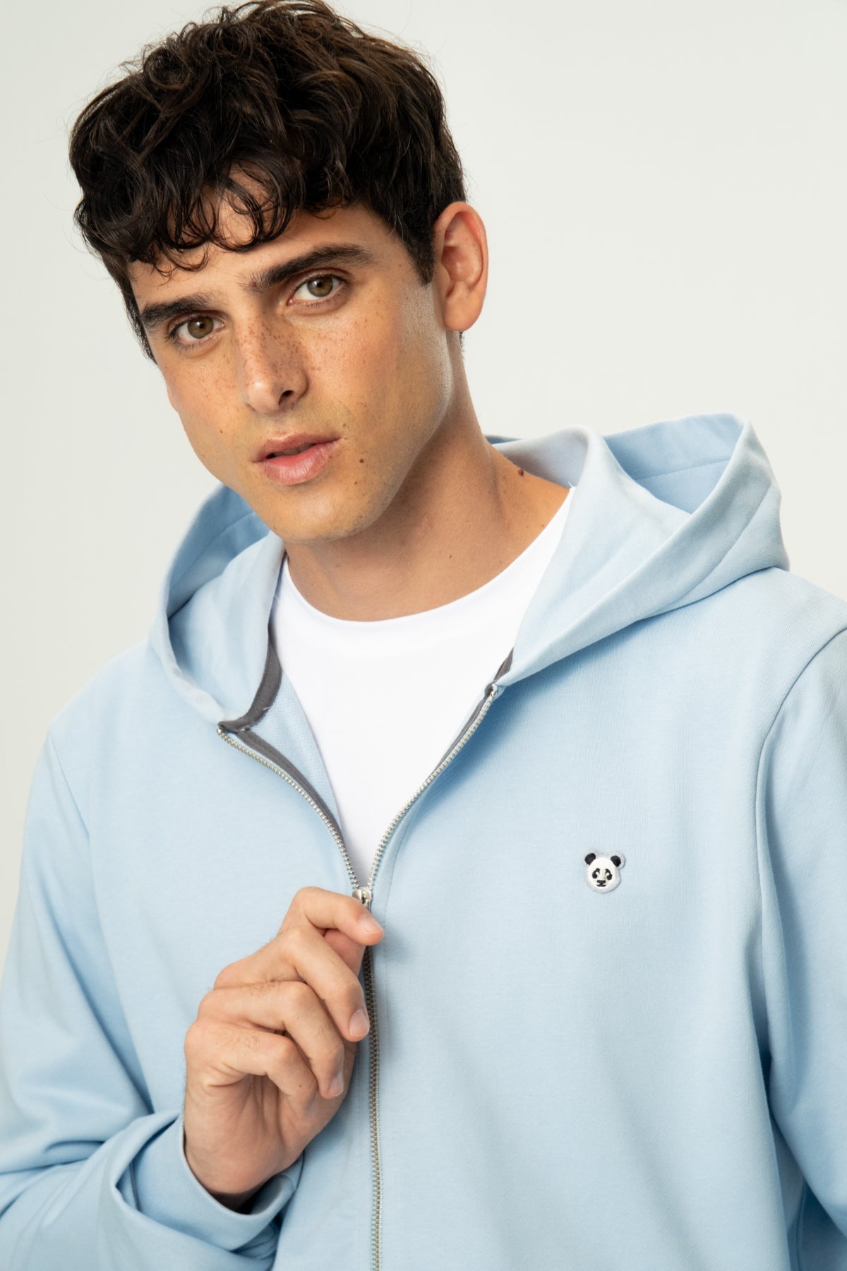 Panda Soft Fleece Full-Zip Hoodie - Bebek Mavisi