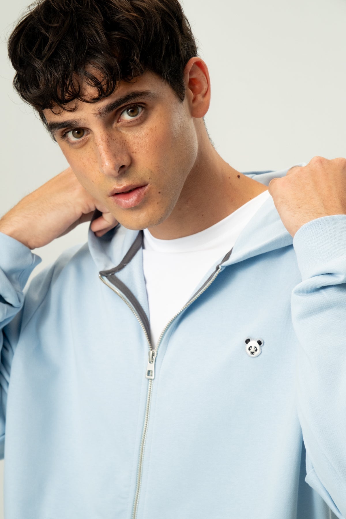 Panda Soft Fleece Full-Zip Hoodie - Bebek Mavisi