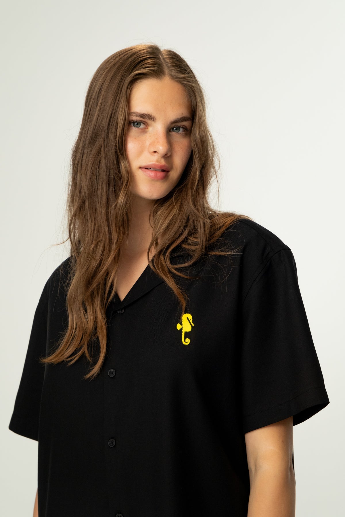 Denizatı Tencel Kısa Kol Gömlek - Siyah