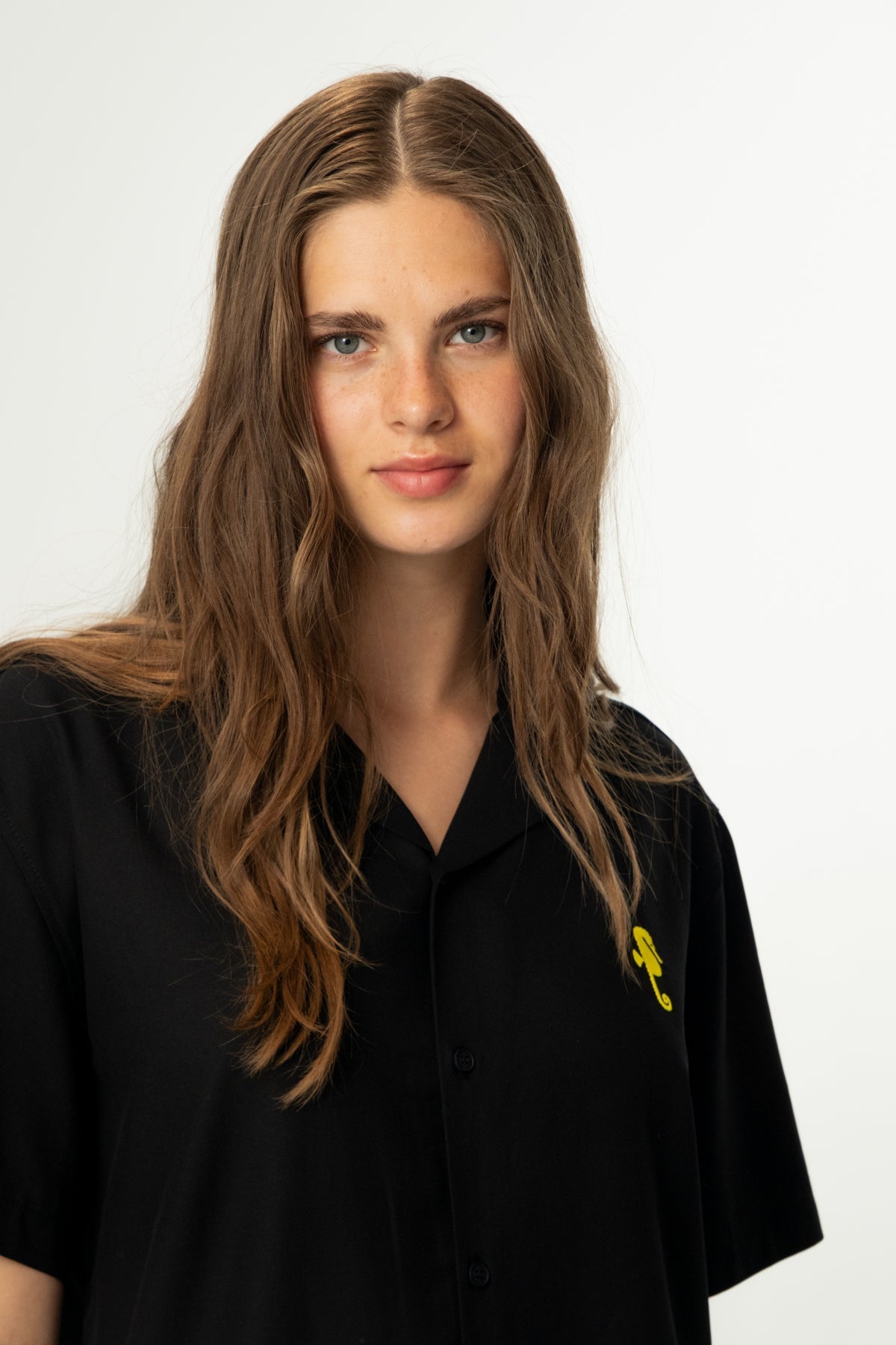 Denizatı Tencel Kısa Kol Gömlek - Siyah