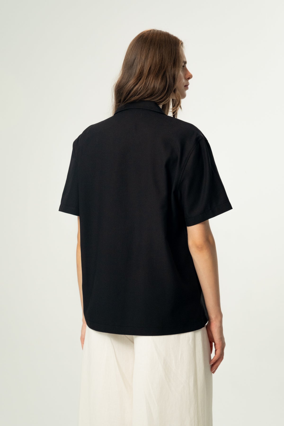 Denizatı Tencel Kısa Kol Gömlek - Siyah