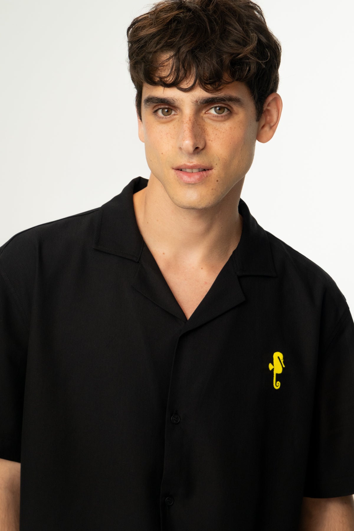 Denizatı Tencel Kısa Kol Gömlek - Siyah