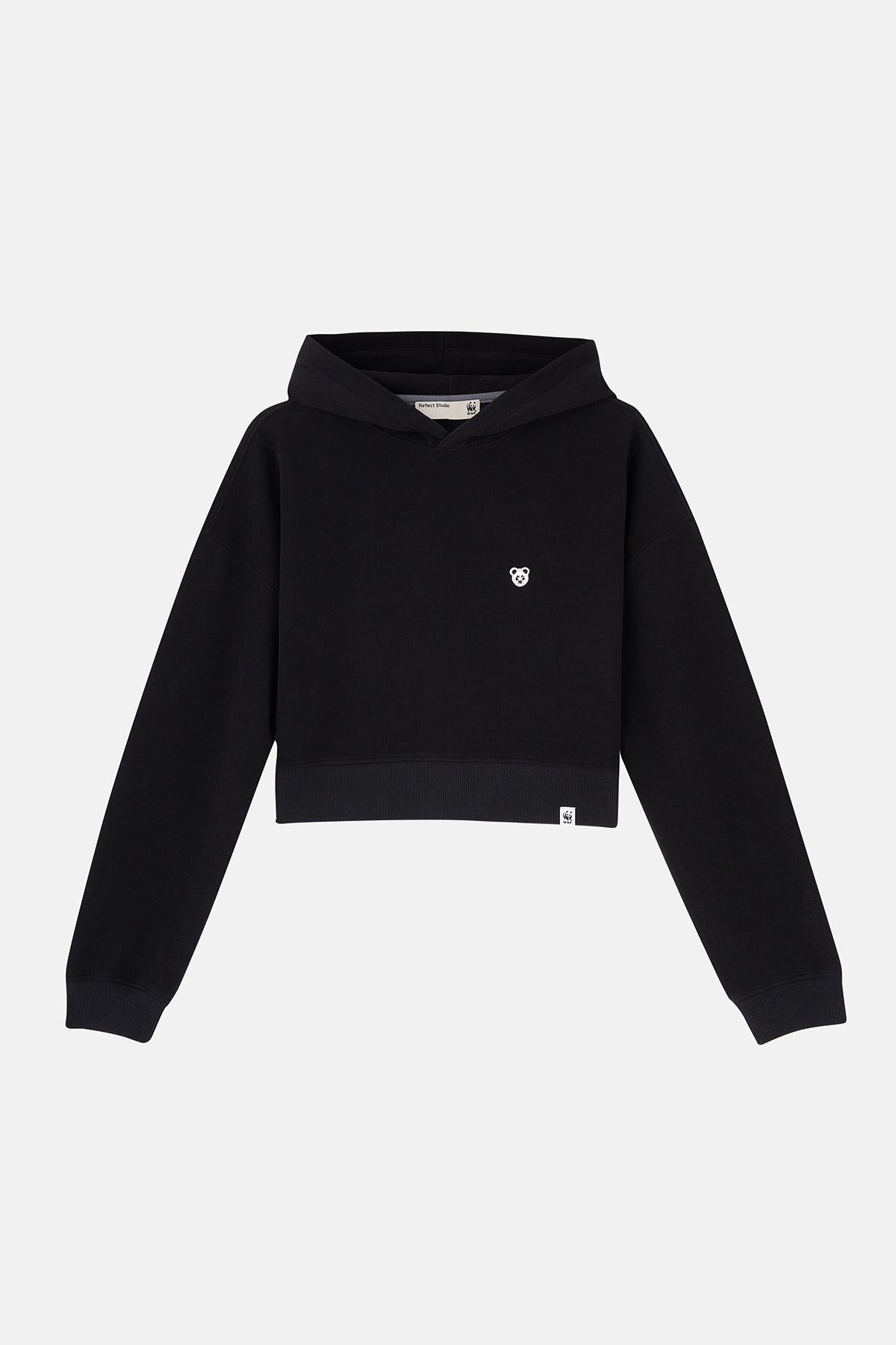 Panda SuperSoft Crop Hoodie - Siyah