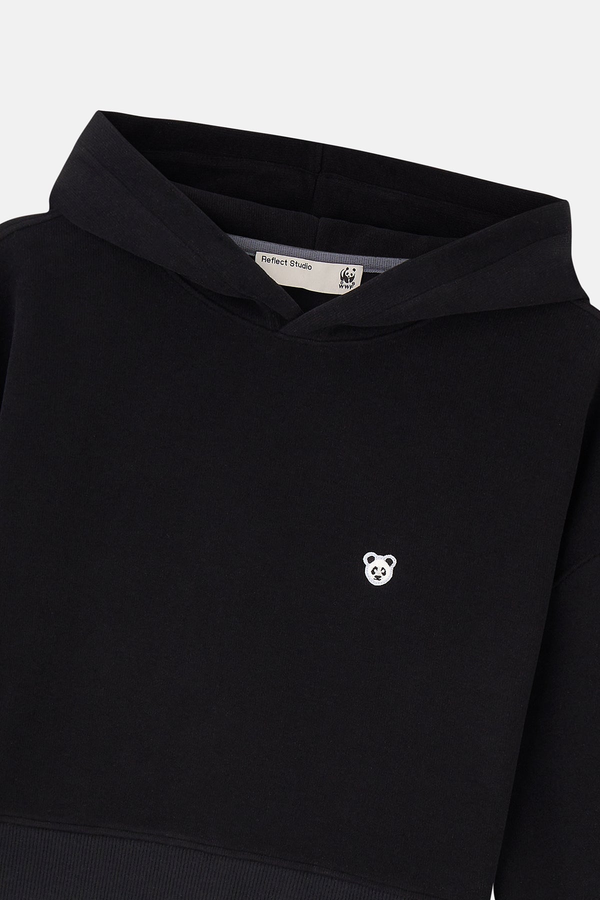 Panda SuperSoft Crop Hoodie - Siyah