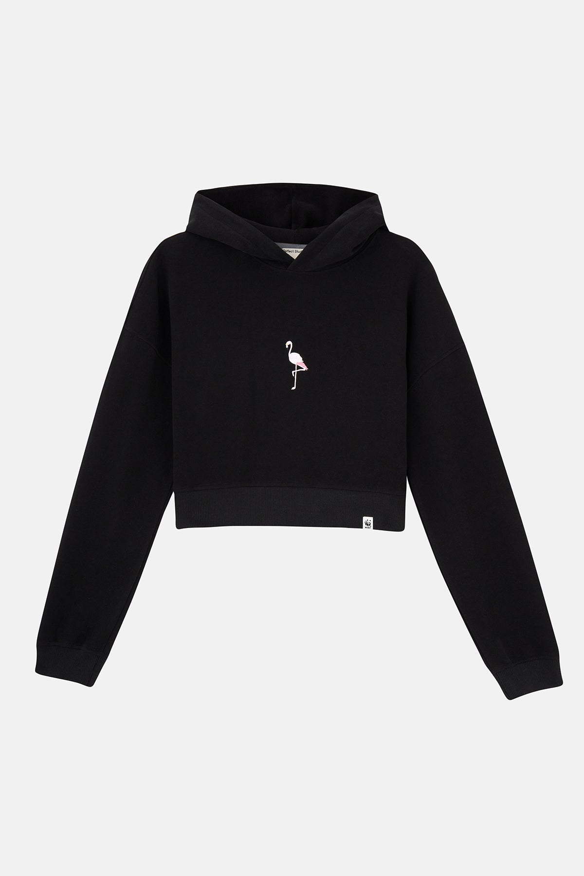 Flamingo SuperSoft Crop Hoodie - Siyah