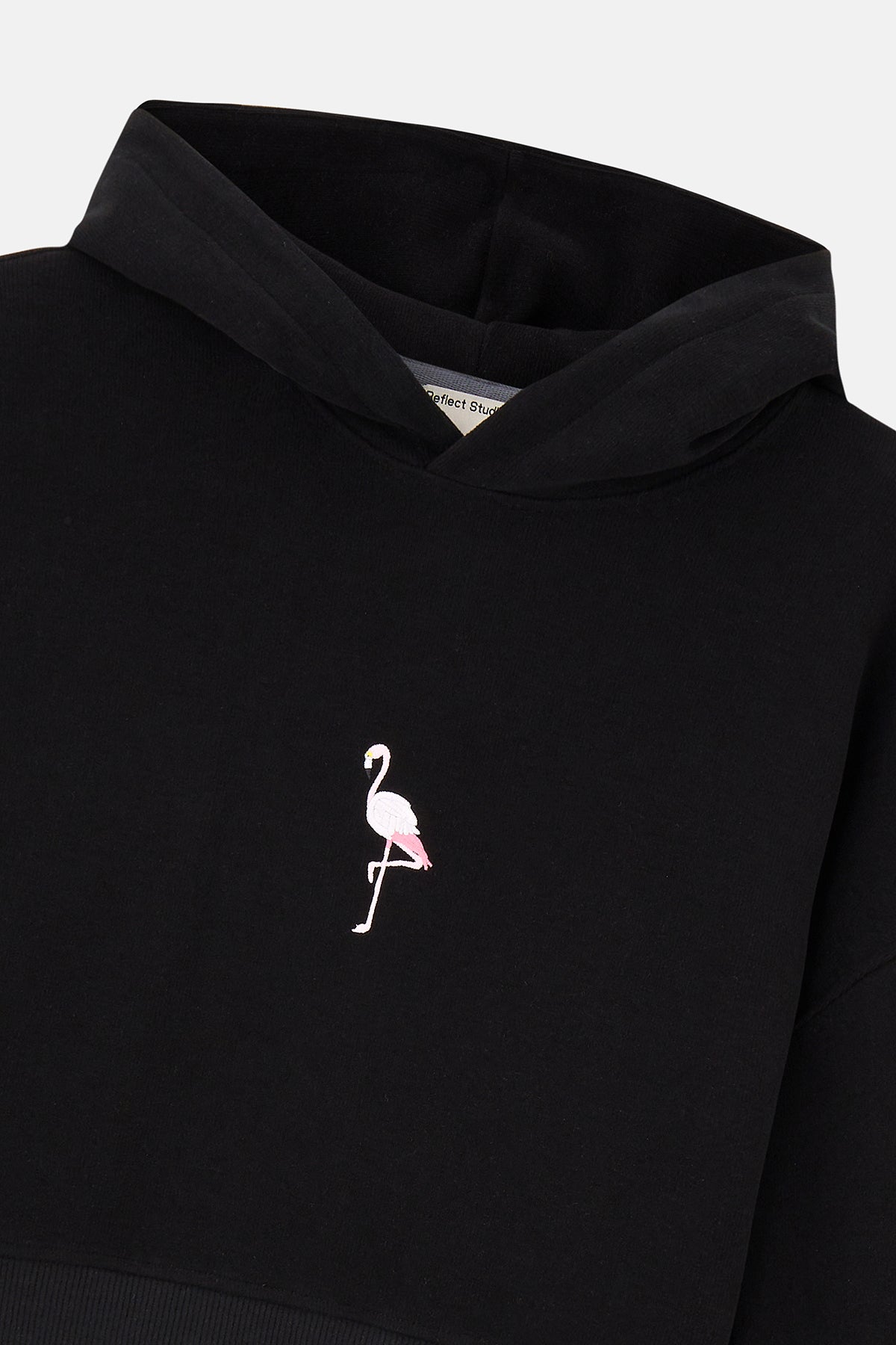 Flamingo SuperSoft Crop Hoodie - Siyah