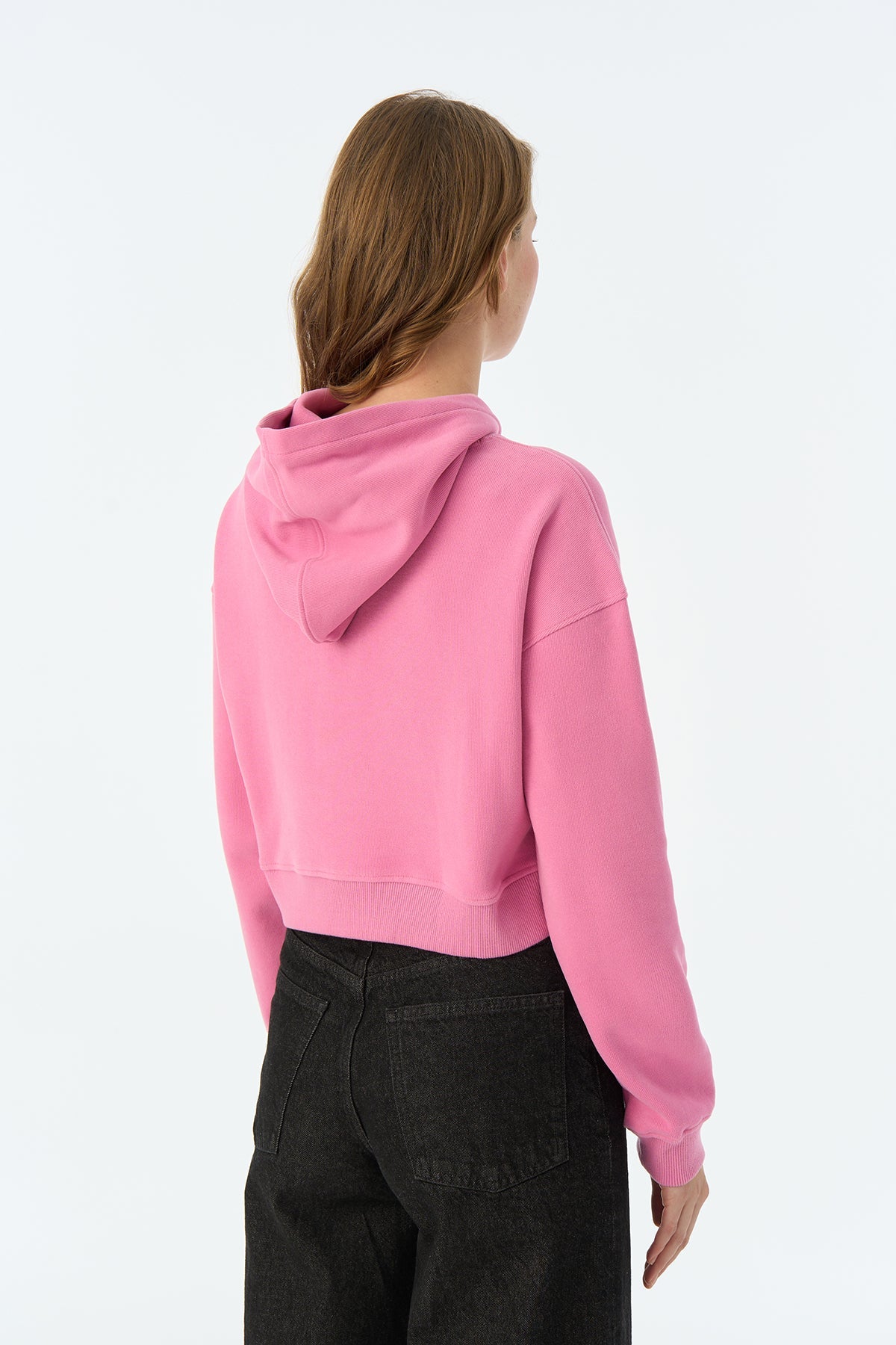 Sincap SuperSoft Crop Hoodie  - Pembe