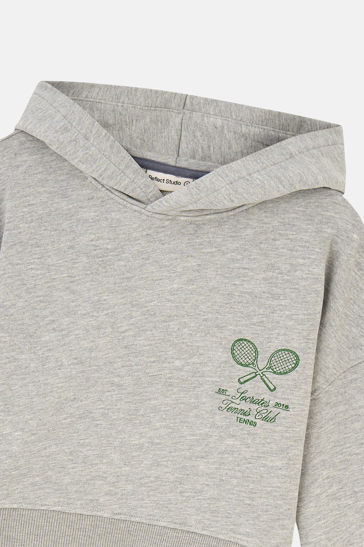 Socrates Tennis Club Crop Hoodie - Gri Melanj