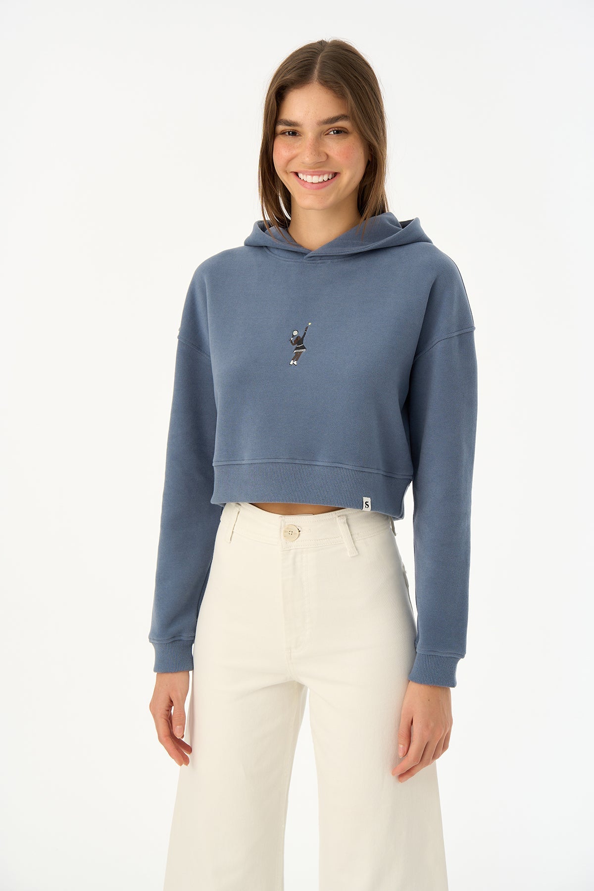 Queen SuperSoft Crop Hoodie - Flint Mavi